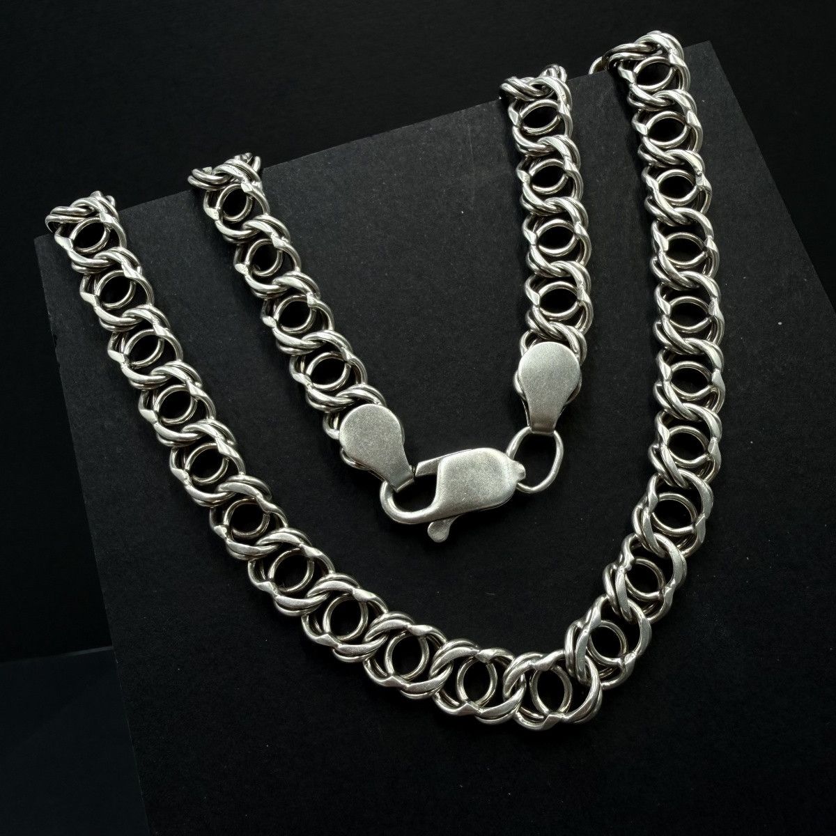 Sterling Silver Heavy 925 Sterling Silver Arabic Bismarck Chain Necklace Size ONE SIZE - 2 Thumbnail