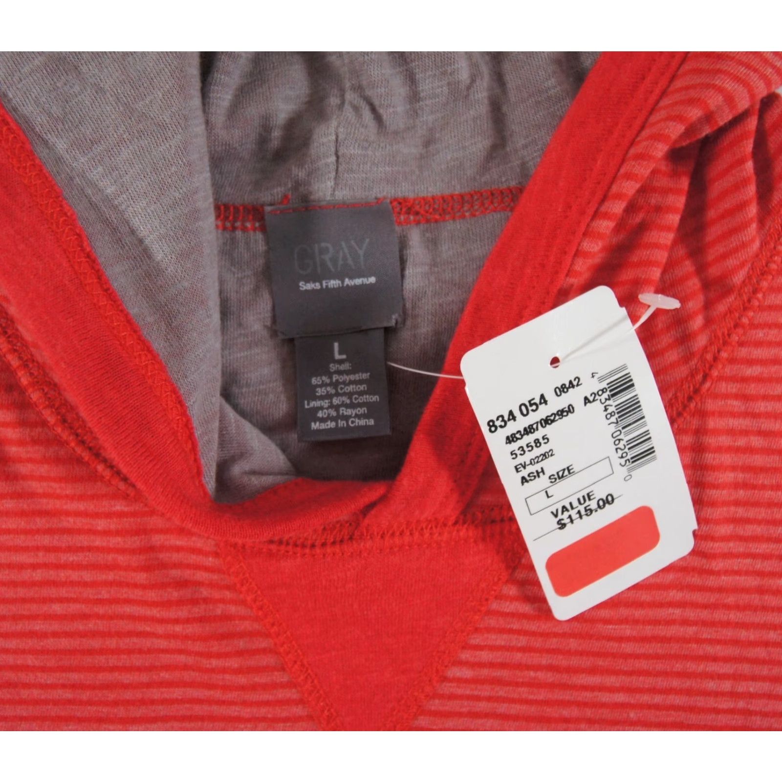 Saks Fifth Avenue Saks Fifth Avenue Sweater Large Gray Hoodie Reversible Pullover Adult NEW Mens Size US L / EU 52-54 / 3 - 6 Thumbnail