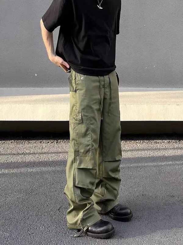 Jean Street Style Green Paratrooper Straight Leg Cargo Pants Size US 32 / EU 48 - 4 Thumbnail