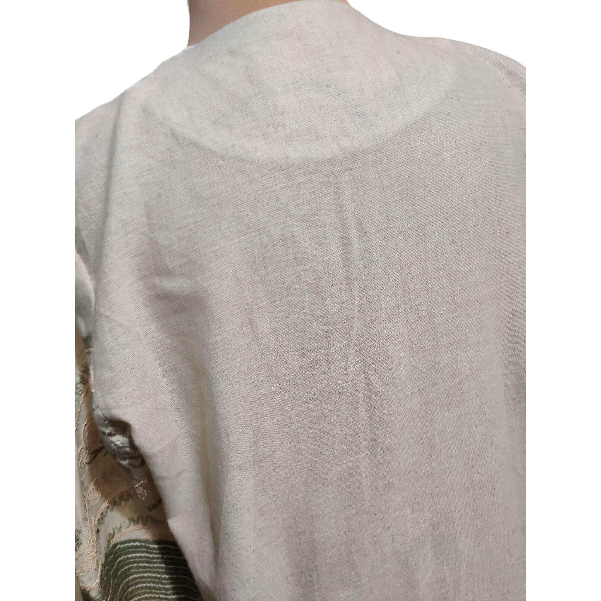 Other Womens L Jacket Boho Embroidered Fringe Cream Green Open Fro Size L / US 10 / IT 46 - 9 Thumbnail