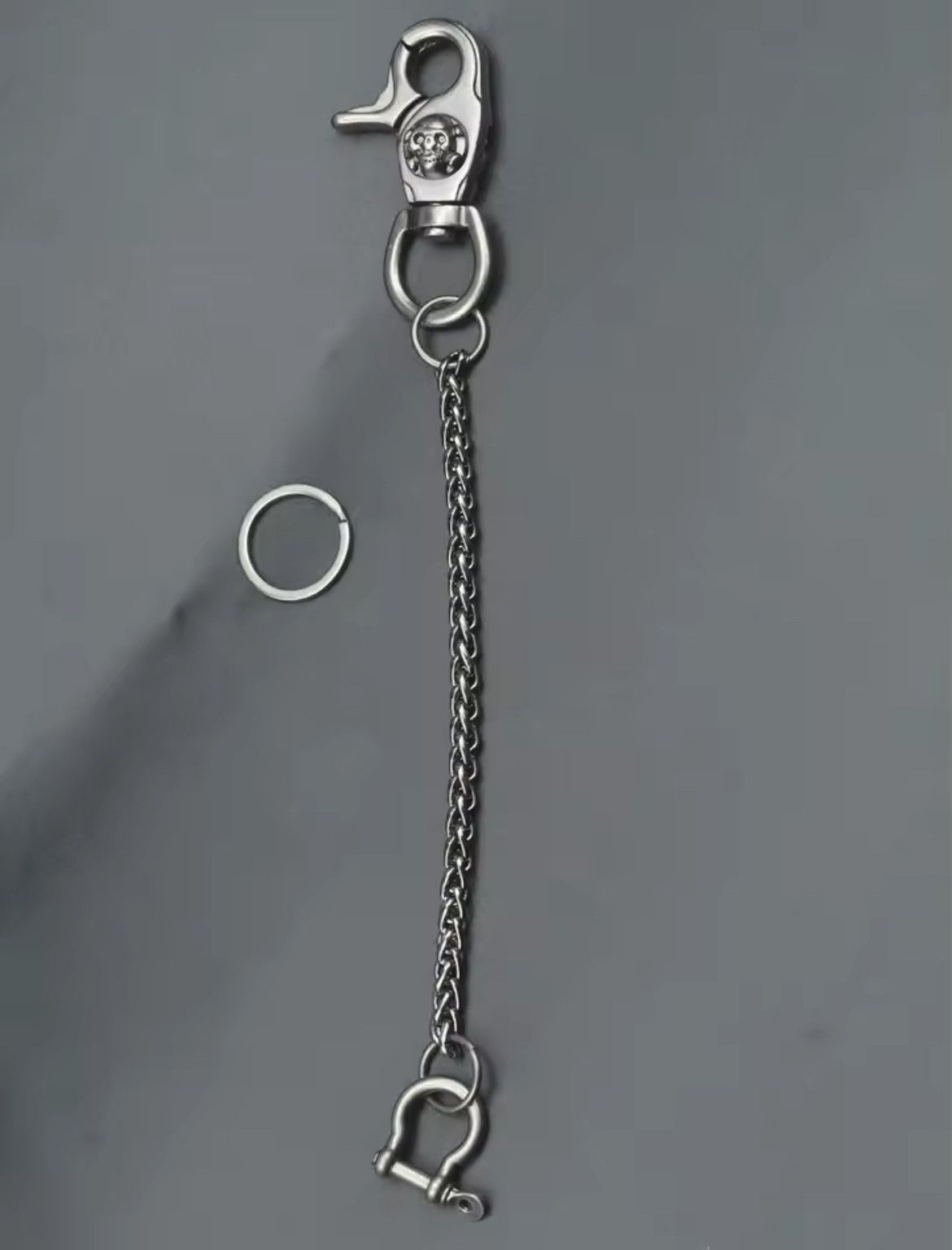 Jewelry Punk Short Gunmetal biker Wallet Keychain Size ONE SIZE - 4 Thumbnail