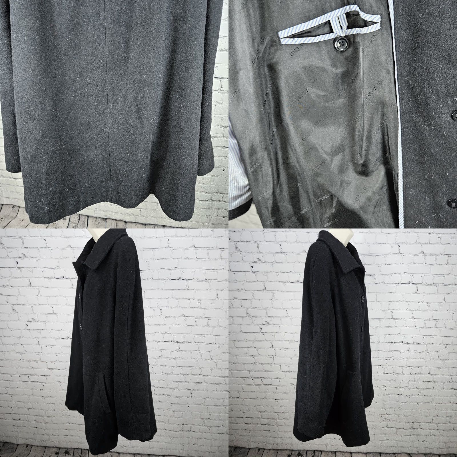 Lands' End VINTAGE Lands' End Black Wool Cashmere Blend Buttoned Collared Lined Overcoat 22W Size 3XL / US 20-22 - 9 Thumbnail
