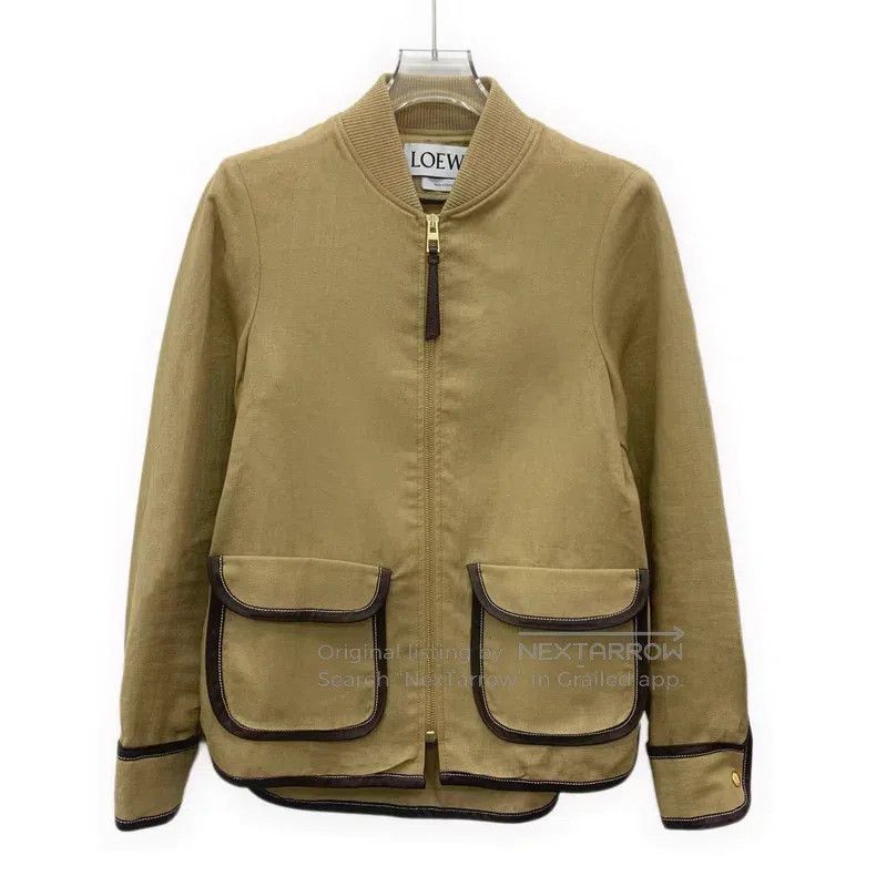 Loewe Loewe Brown Cotton Linen Stand Collar Zip Long Sleeve Jack Size XXS / US 00 / IT 34 - 1 Thumbnail