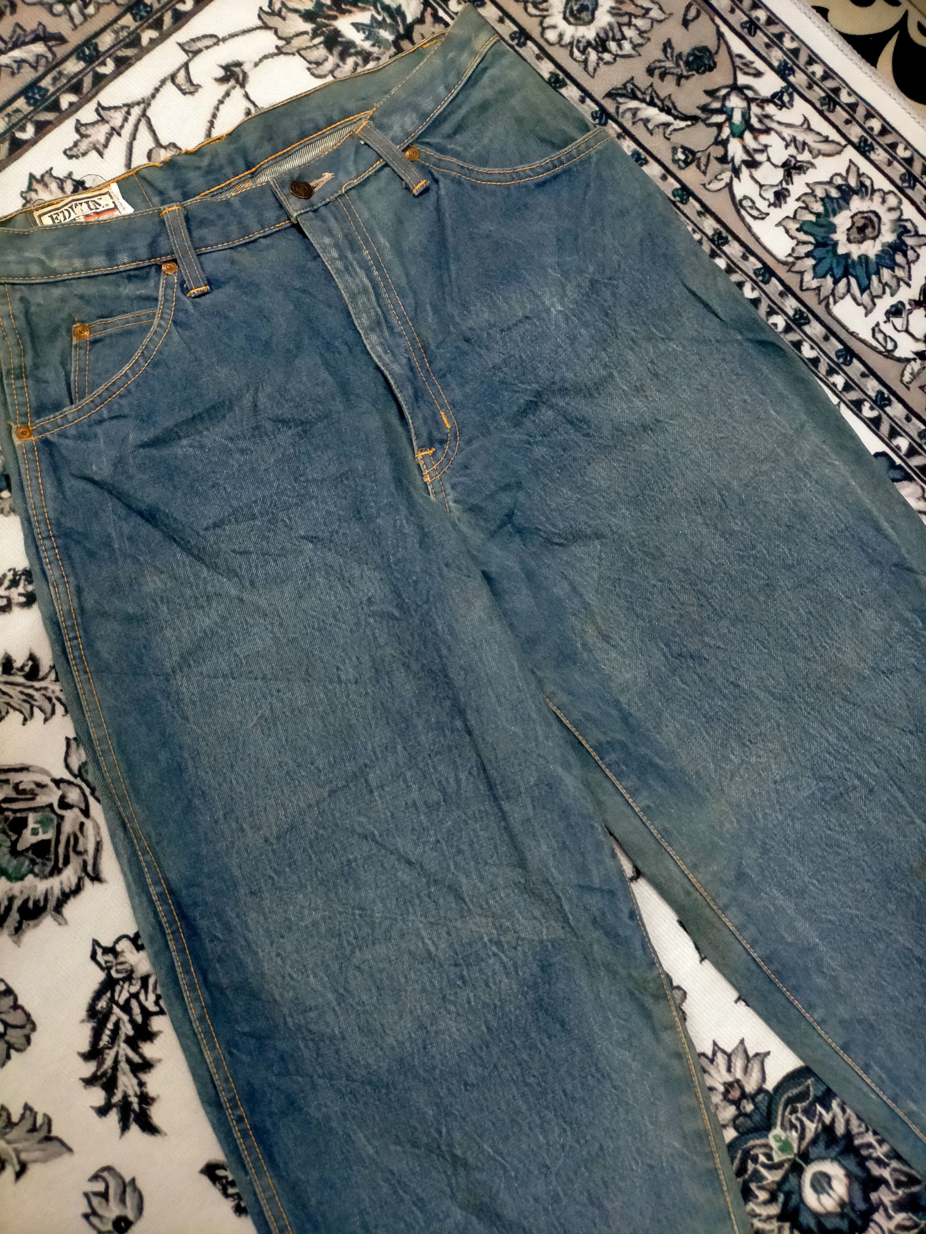 Edwin × Vintage 🔥Vintage 🔥Rare Edwin 1072 Baggy Wash Faded Jeans 80s Size US 29 - 3 Thumbnail