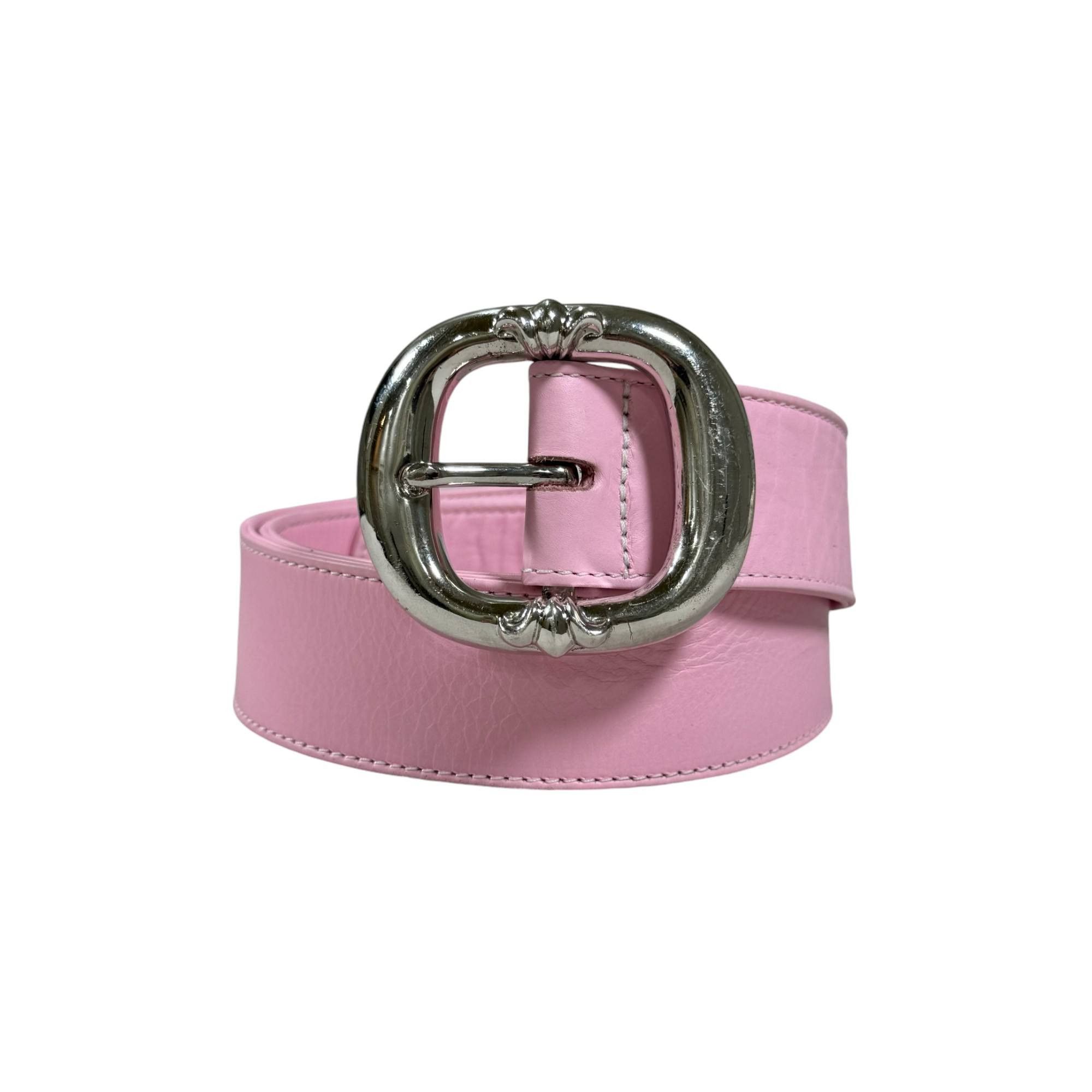 Chrome Hearts Pink Gunslinger Belt Soft Leather Silver Buckle Size 34 - 1 Thumbnail