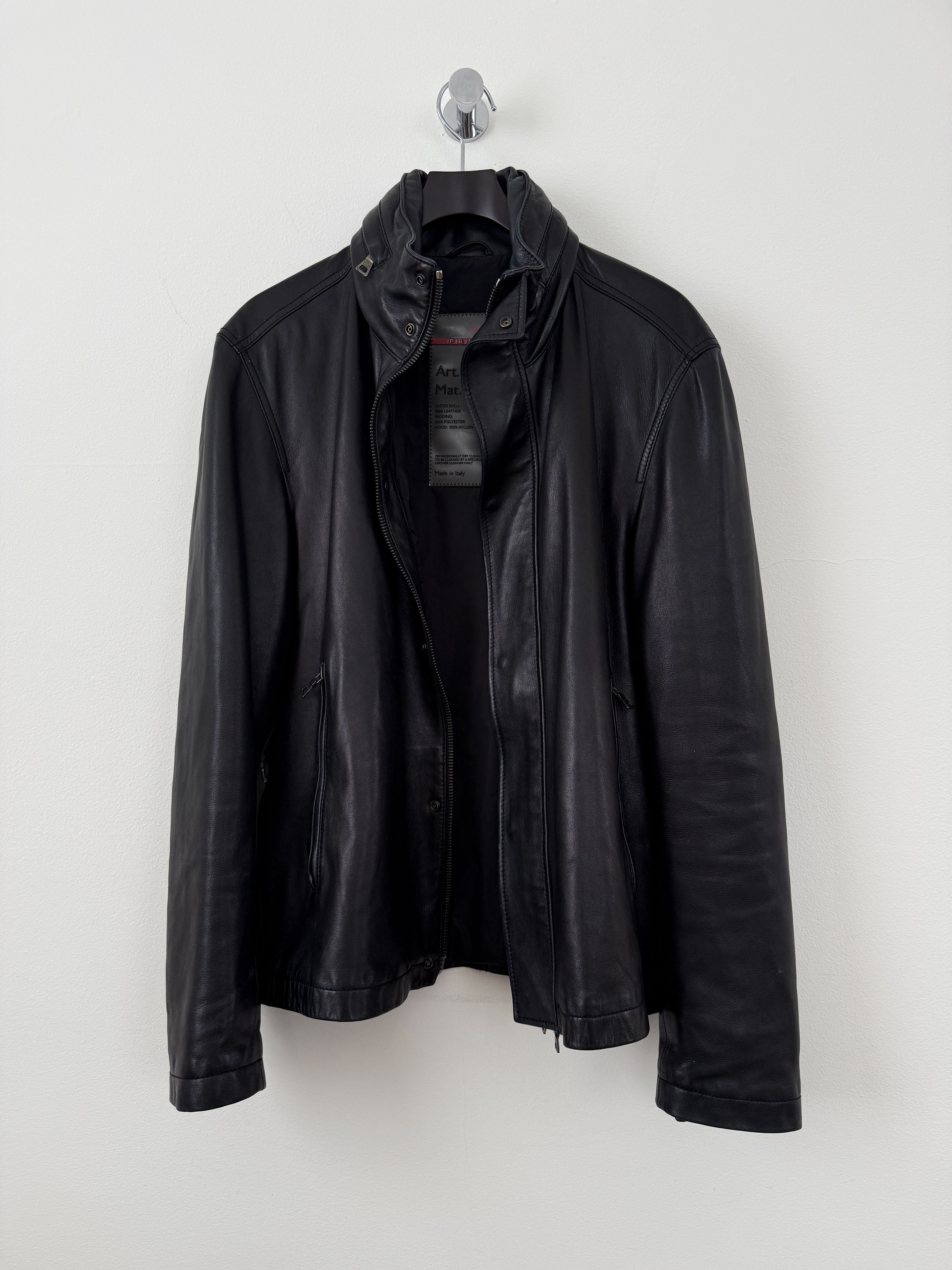 Prada 2000s Leather Moto Jacket Size US L / EU 52-54 / 3 - 3 Thumbnail