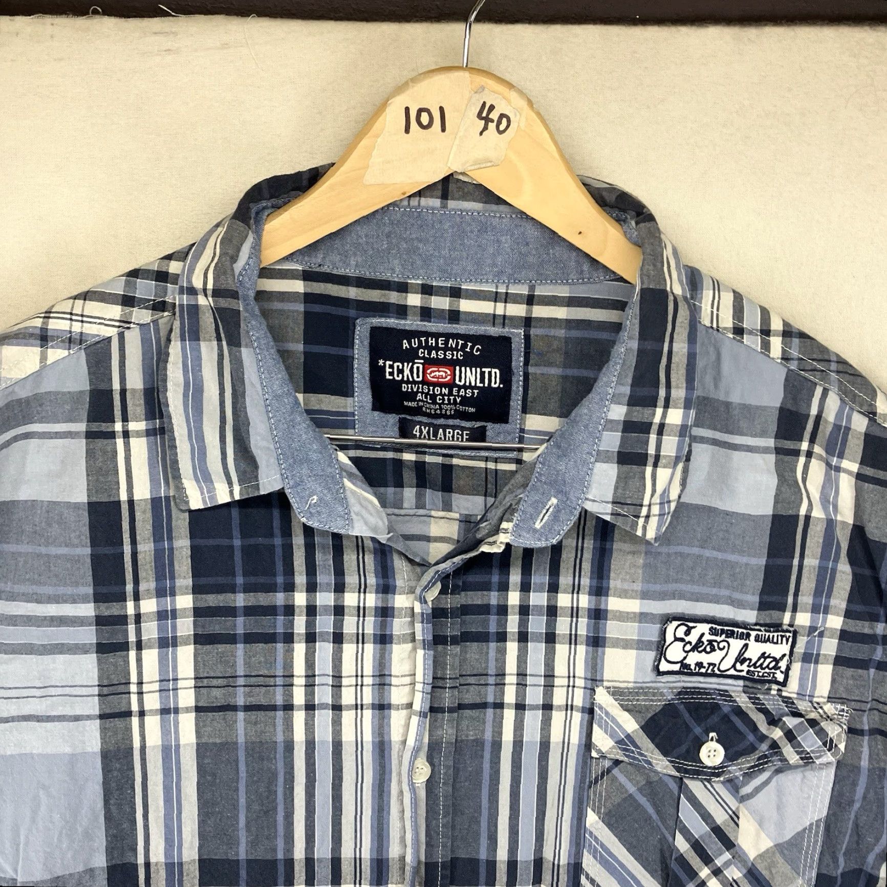 Ecko Unltd. VINTAGE Ecko Unltd Button Up Shirt Men’s 4XL Plaid Pocket Logo Casual Streetwear Lightweight Blue 90s Mens Size US XXL / EU 58 / 5 - 7 Thumbnail