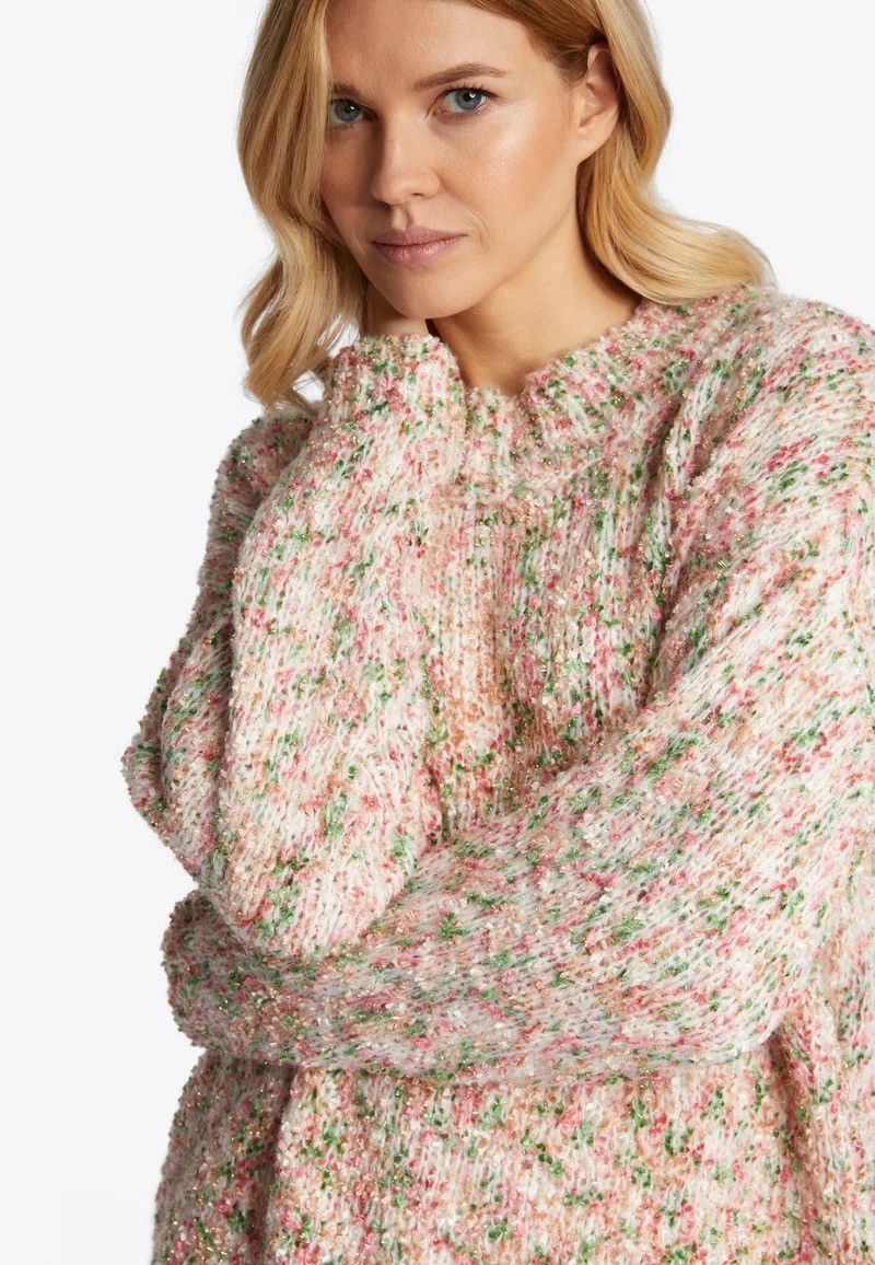 If Six Was Nine Rich Royal Sweater Made in Italy Floral Knit Crew Neck Size M / US 6-8 / IT 42-44 - 2 Thumbnail