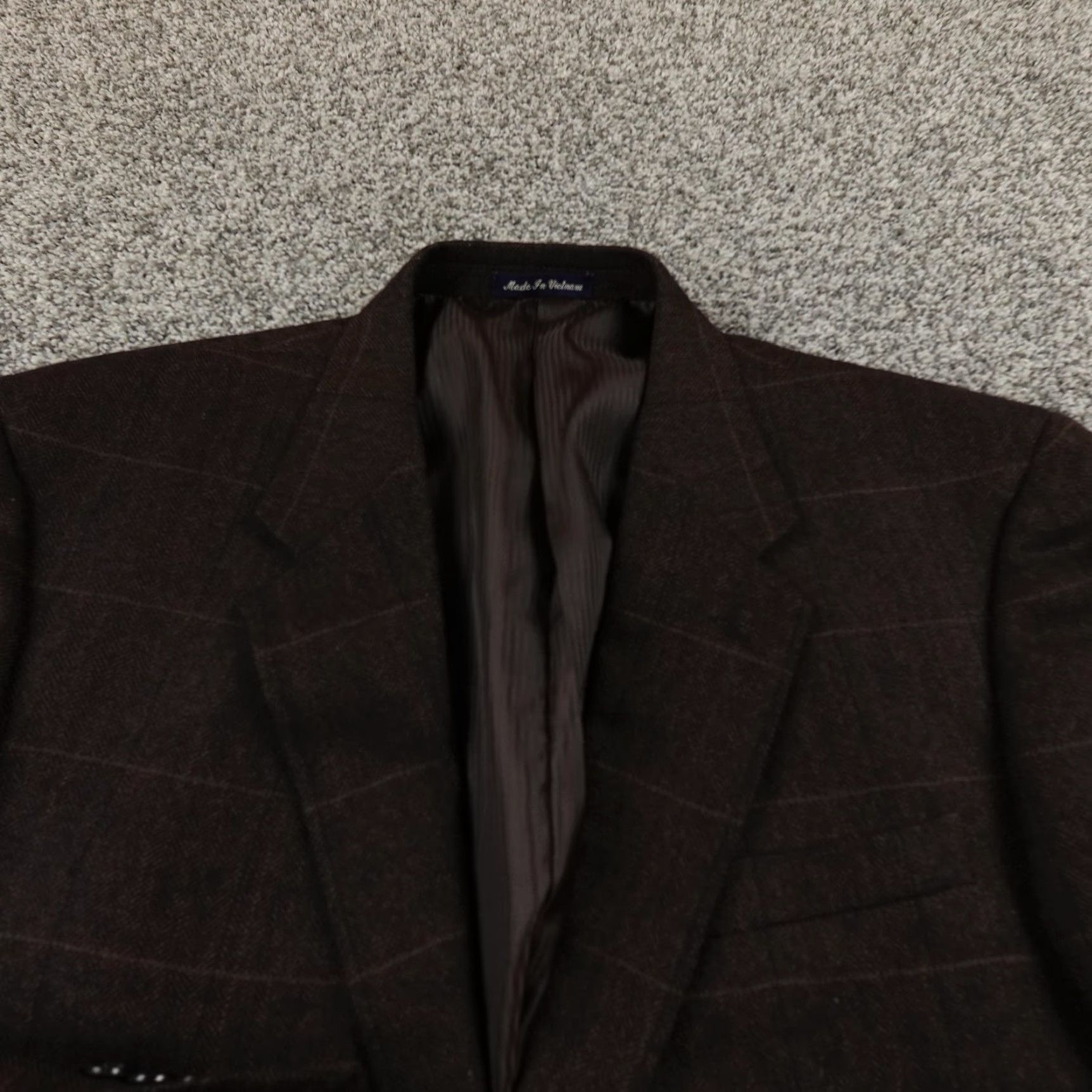 Vintage VINTAGE Alan Flusser Blazer Sport Coat Brown Herringbone Wool Cashmere 44 Regular Mens Jacket Size 44R - 3 Thumbnail