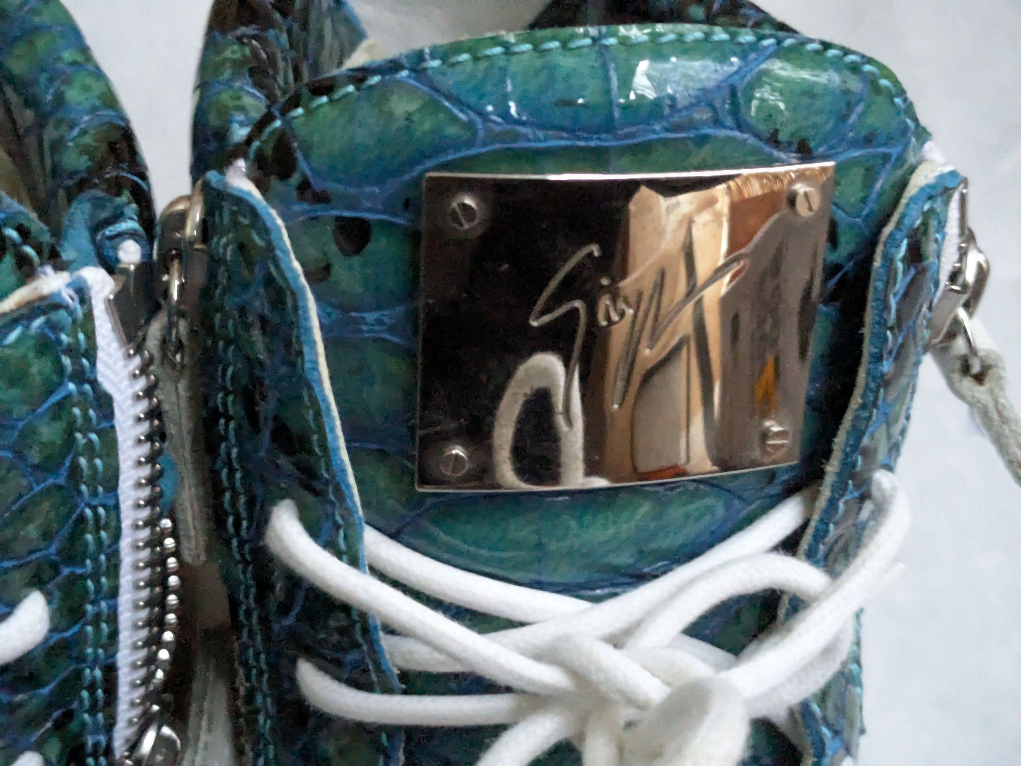 Giuseppe Zanotti Giuseppe Zanotti Sneakers Blue White 10 43 High Tops Snake Size US 10 / EU 43 - 7 Thumbnail
