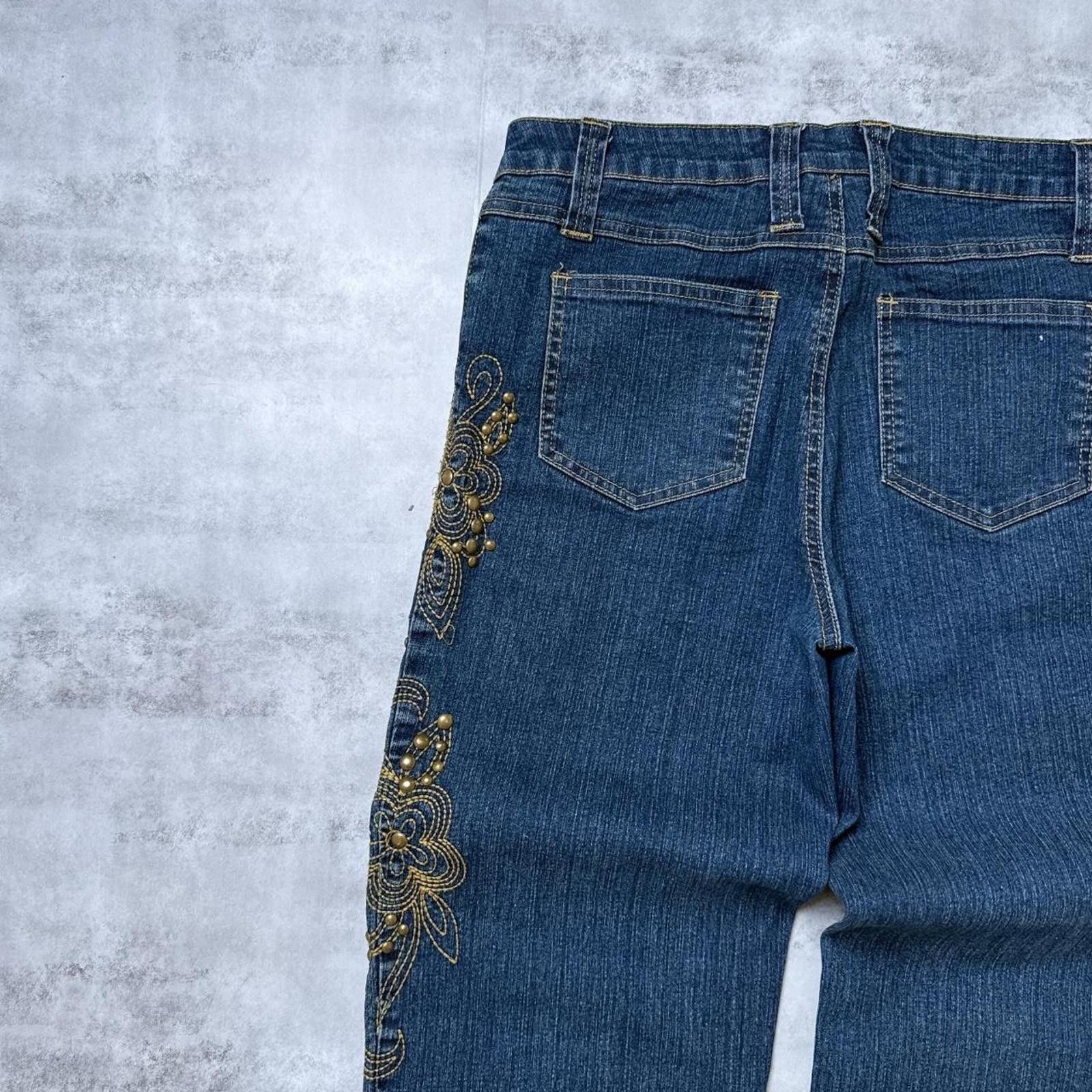 Other Y2K Andre Bini Flared Denim Jeans Affliction Embroidered Size 28" / US 6 / IT 42 - 6 Thumbnail