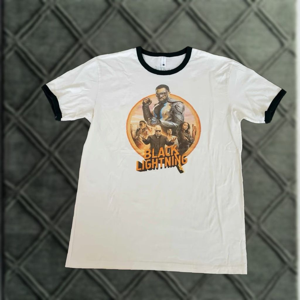 Next Level Black Lightning Ringer T Shirt Adult Large Movie Promo Tee Size US L / EU 52-54 / 3 - 1 Thumbnail