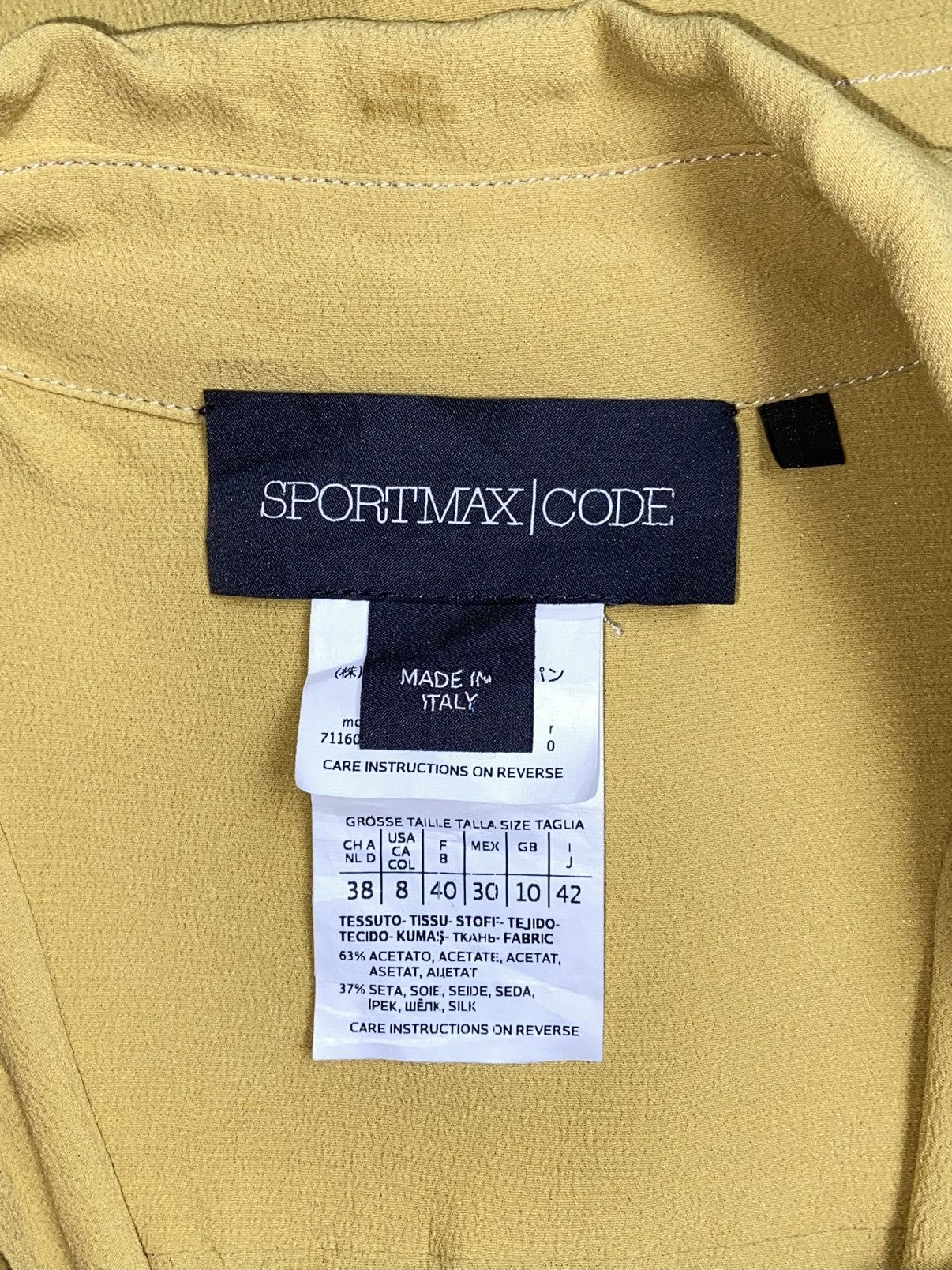 Max Mara × Sportmax SPORTMAX CODE Yellow Shirt Size S / US 4 / IT 40 - 6 Thumbnail