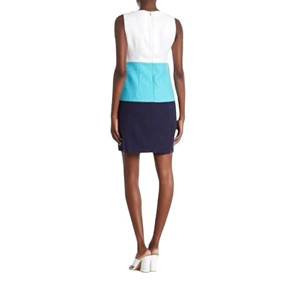 Trina Turk Trina Turk White Blue Navy Colorblock Lace Up Neckline Dress Size XS / US 0-2 / IT 36-38 - 5 Thumbnail