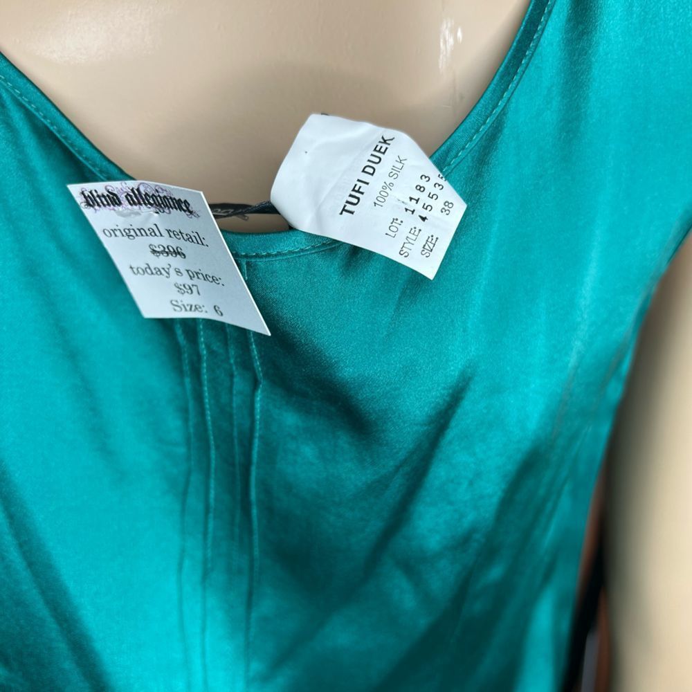 Doek NWT Tufi Duek silk dress green emerald (062) Size XS / US 0-2 / IT 36-38 - 9 Thumbnail