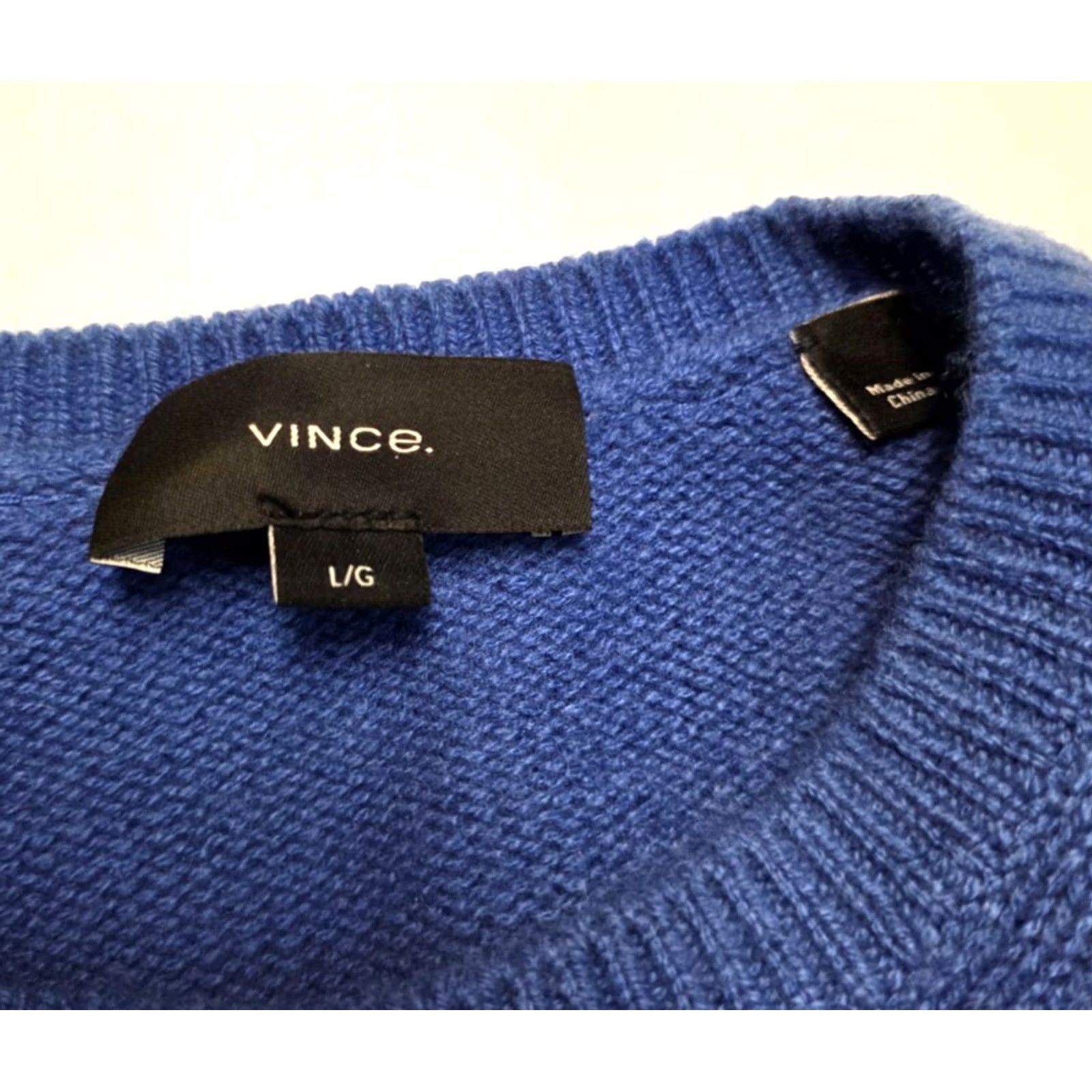 Vince Sweater Pullover Crew Neck Heavy Knit 100% Cashmere Adult Large L Blue Mens, Men's — image 5 of 6