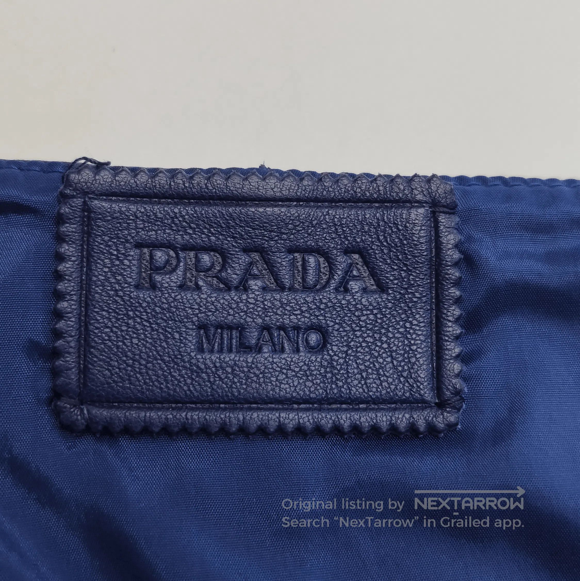 Prada Prada Leather Logo Mini Skirt in Deep Blue . Size 39" - 9 Thumbnail