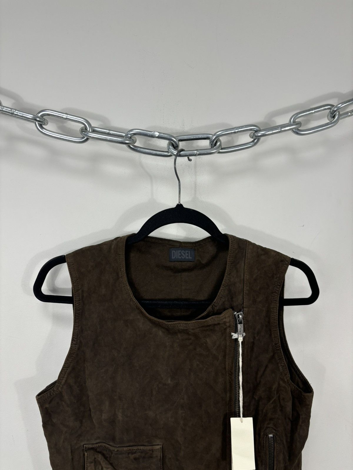 Diesel Diesel Women’s NWT Avant Garde Goat Leather Vest Jacket Size L / US 10 / IT 46 - 4 Thumbnail