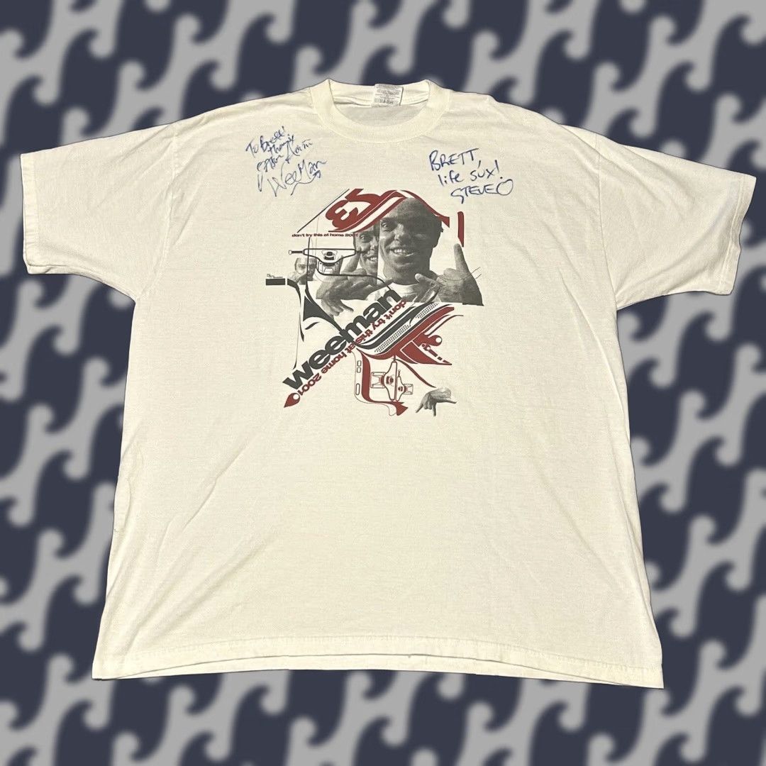 VINTAGE Jackass Tour 2001 T-Shirt Men’s XL Weeman Steve-O Signed Promo Shirt White Cotton Jerzees Crew Neck Short Sleeve MTv Skate 90s Mens