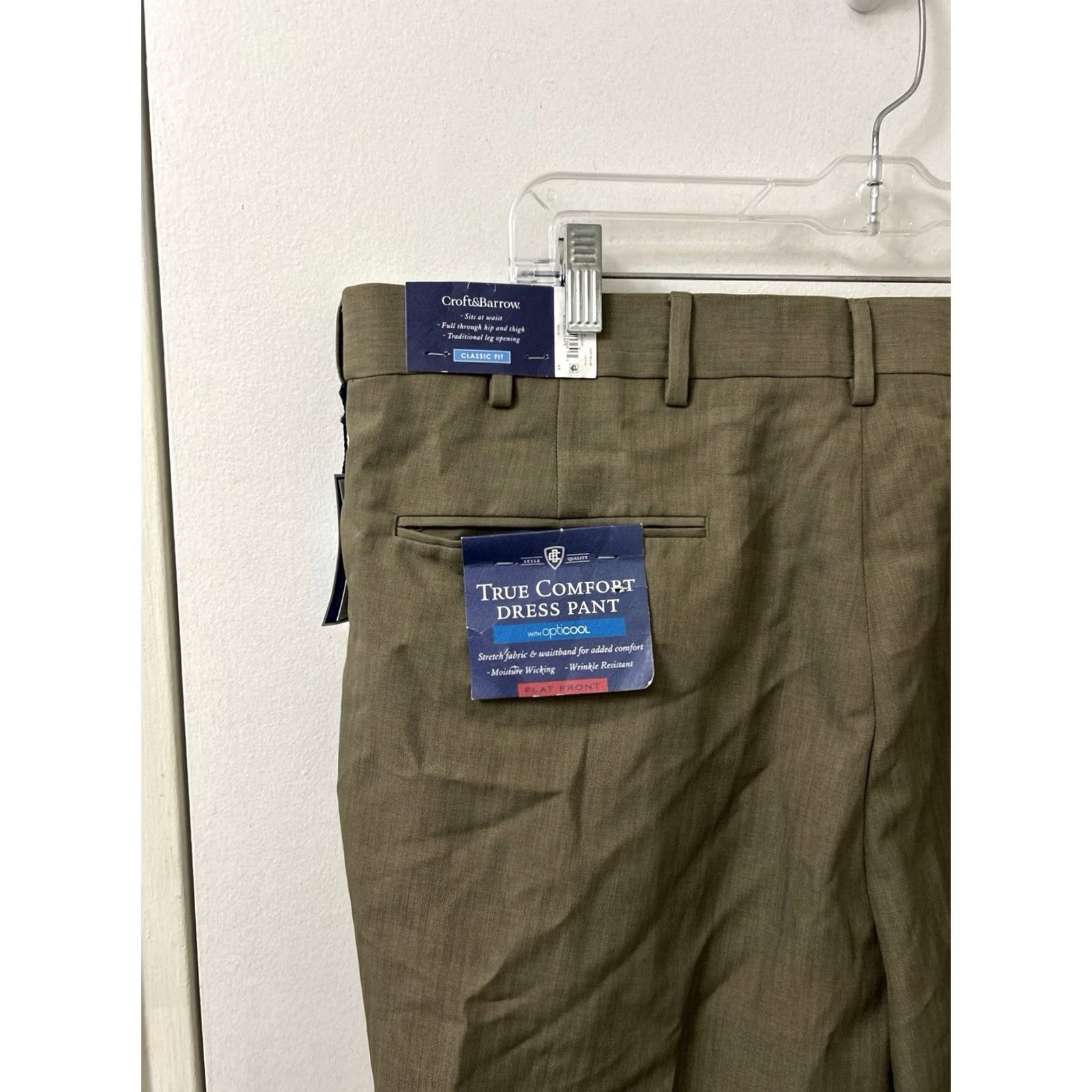 Croft & Barrow Croft & Barrow True Comfort Dress Pants Mens 40x30 Olive Brown Herringbone NWT Size US 40 / EU 56 - 4 Thumbnail