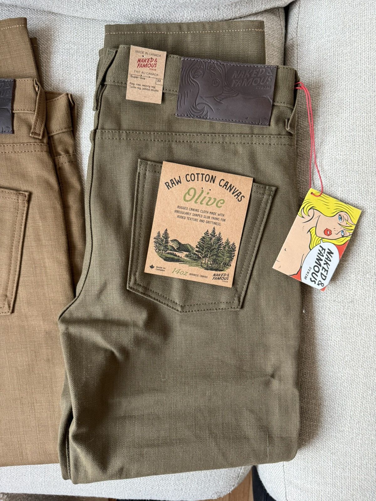 Naked & Famous Naked and Famous Olive Canvas Size US 33 - 1 Thumbnail