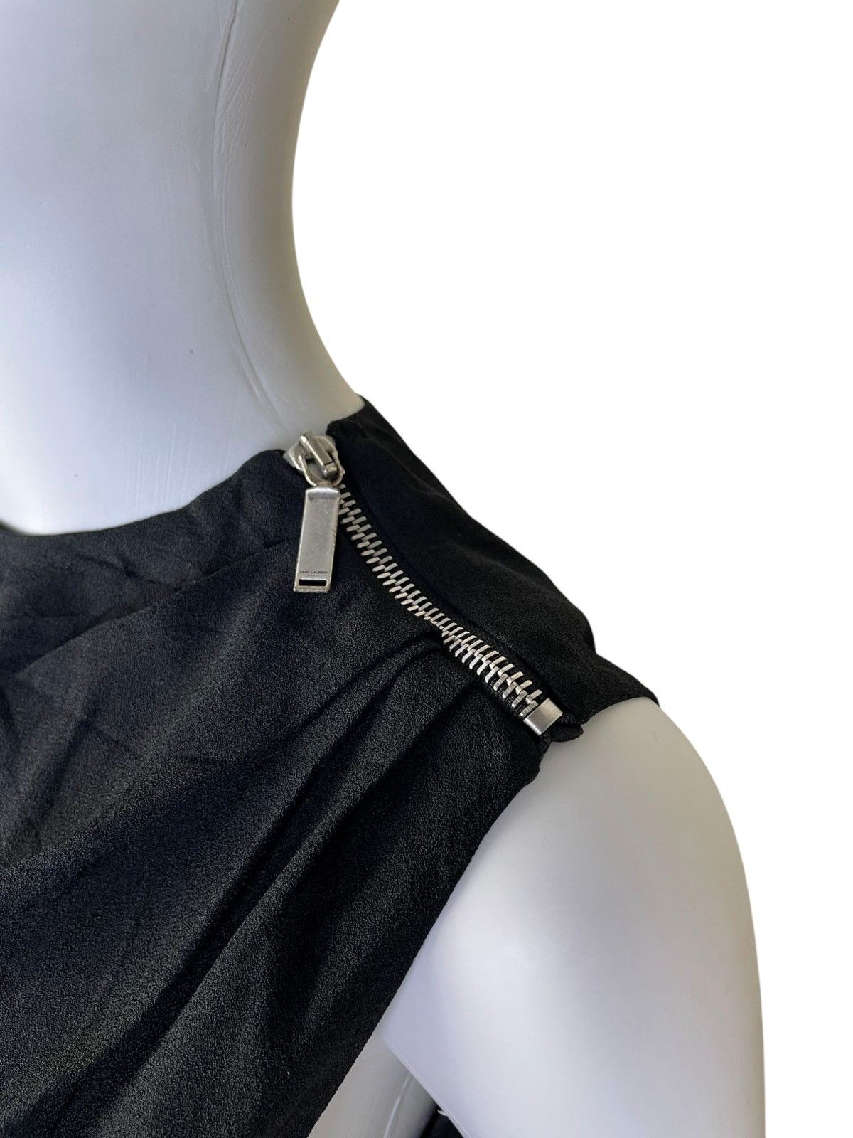 Saint Laurent Paris Saint Laurent Black Crepe Draped Sleeveless Dress Size S / US 4 / IT 40 - 3 Thumbnail