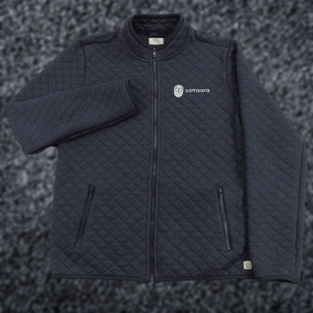 Marine Layer VINTAGE Marine Layer Jacket Mens Large Navy Quilted Full Zip Sweater Corbet Rayon Fleece Size US L / EU 52-54 / 3 - 1 Thumbnail