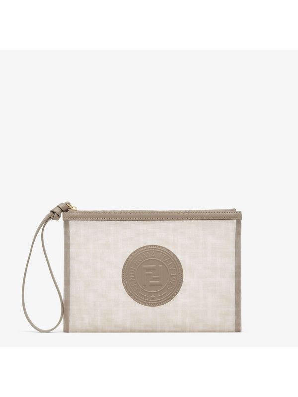Fendi o1s1wg110426 Size:OS/Ff Flat Pouch in Beige/White Size ONE SIZE - 1 Thumbnail