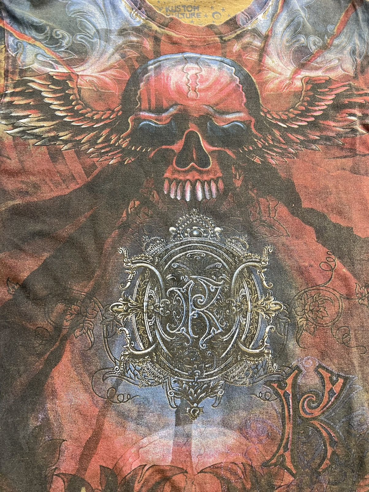 Affliction × Vintage Crazy Vintage Y2K Affliction T Shirt Skull Opium Cyber Goth Size US L / EU 52-54 / 3 - 6 Thumbnail
