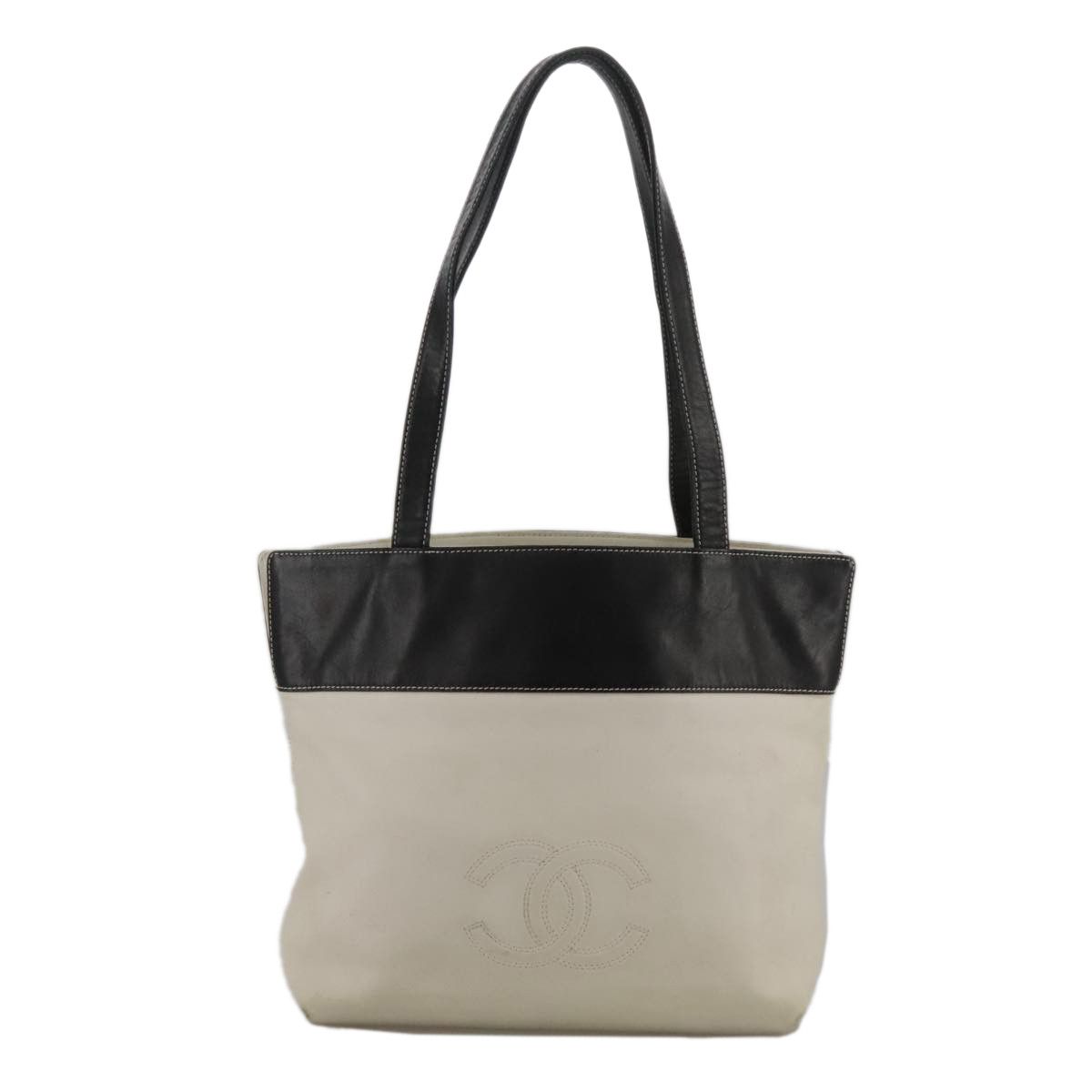 Chanel Logo Cc White Leather Tote Bag (Pre-Owned) Size ONE SIZE - 1 Thumbnail