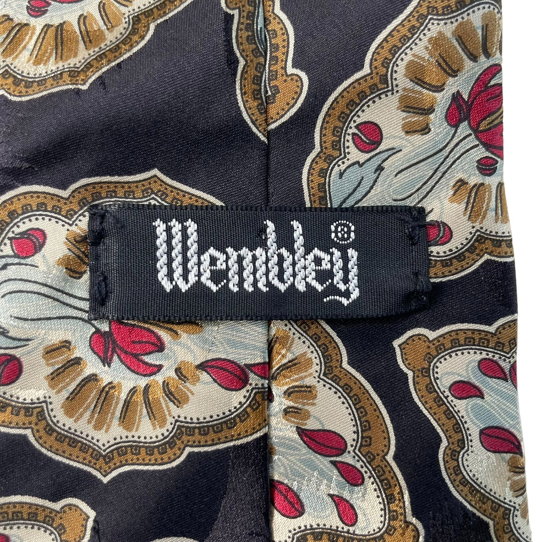 Other Wembly Mens Silk Necktie Geometric Pattern Size 58 in Vintag Size ONE SIZE - 4 Thumbnail