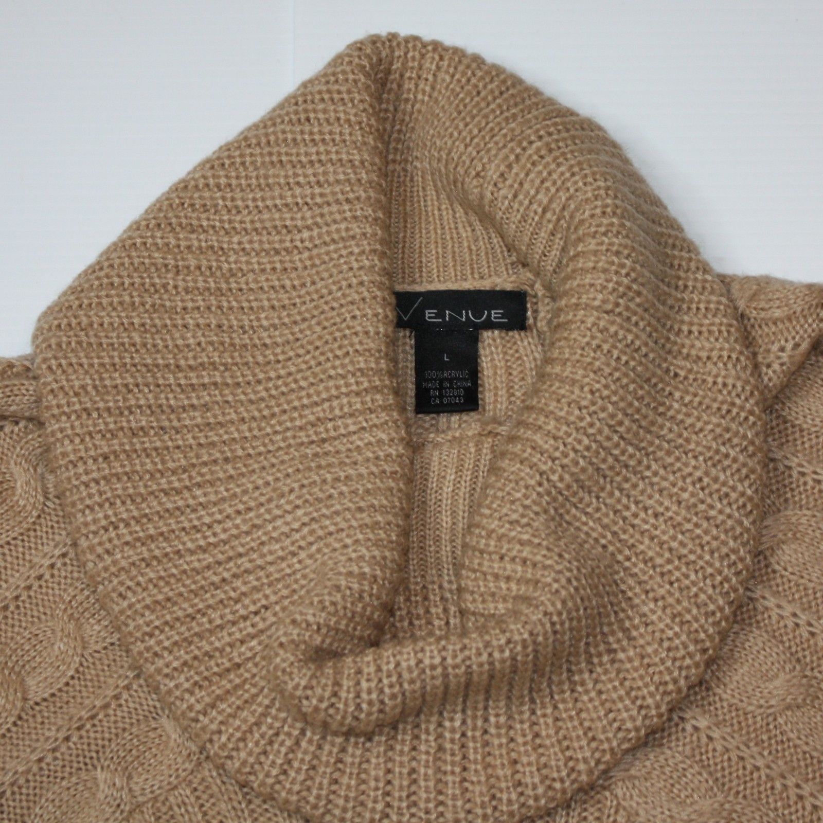 Other Venue Short Sleeve Knit Cowl Neck Sweater Top in Tan Color Size L / US 10 / IT 46 - 3 Thumbnail