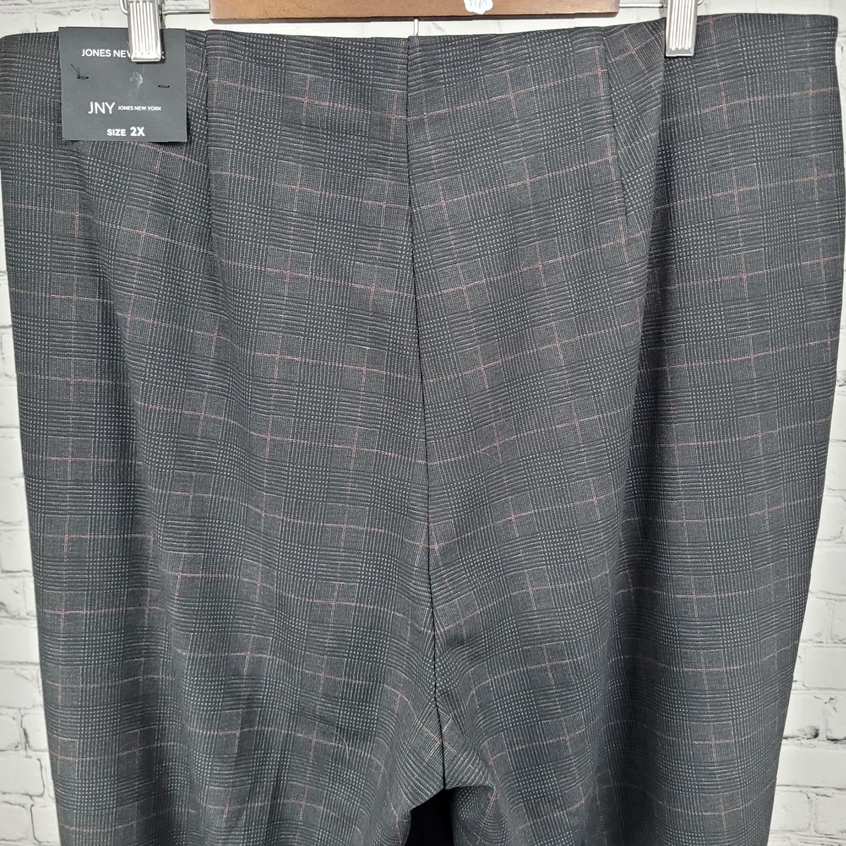 Jones New York Jones JNY Black Glen Check Pull On Wide Leg High Rise Pants 2X NWT (38x29.5) Size 40" / US 18 - 7 Thumbnail