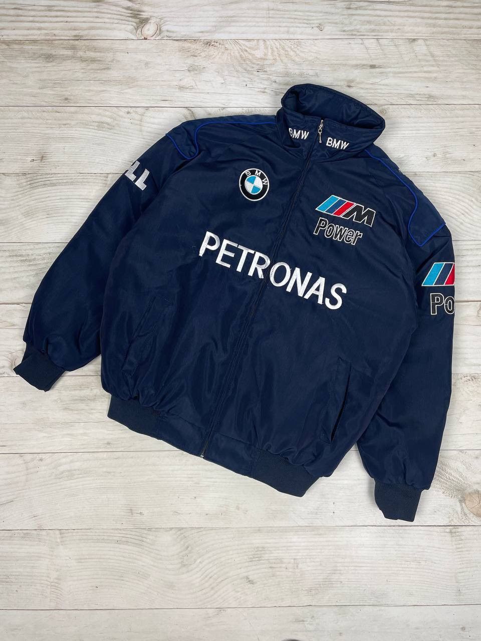 image of Vintage Bmw Petronas Racing Jacket F1 Big Logo Size L Nascar in Blue, Men's