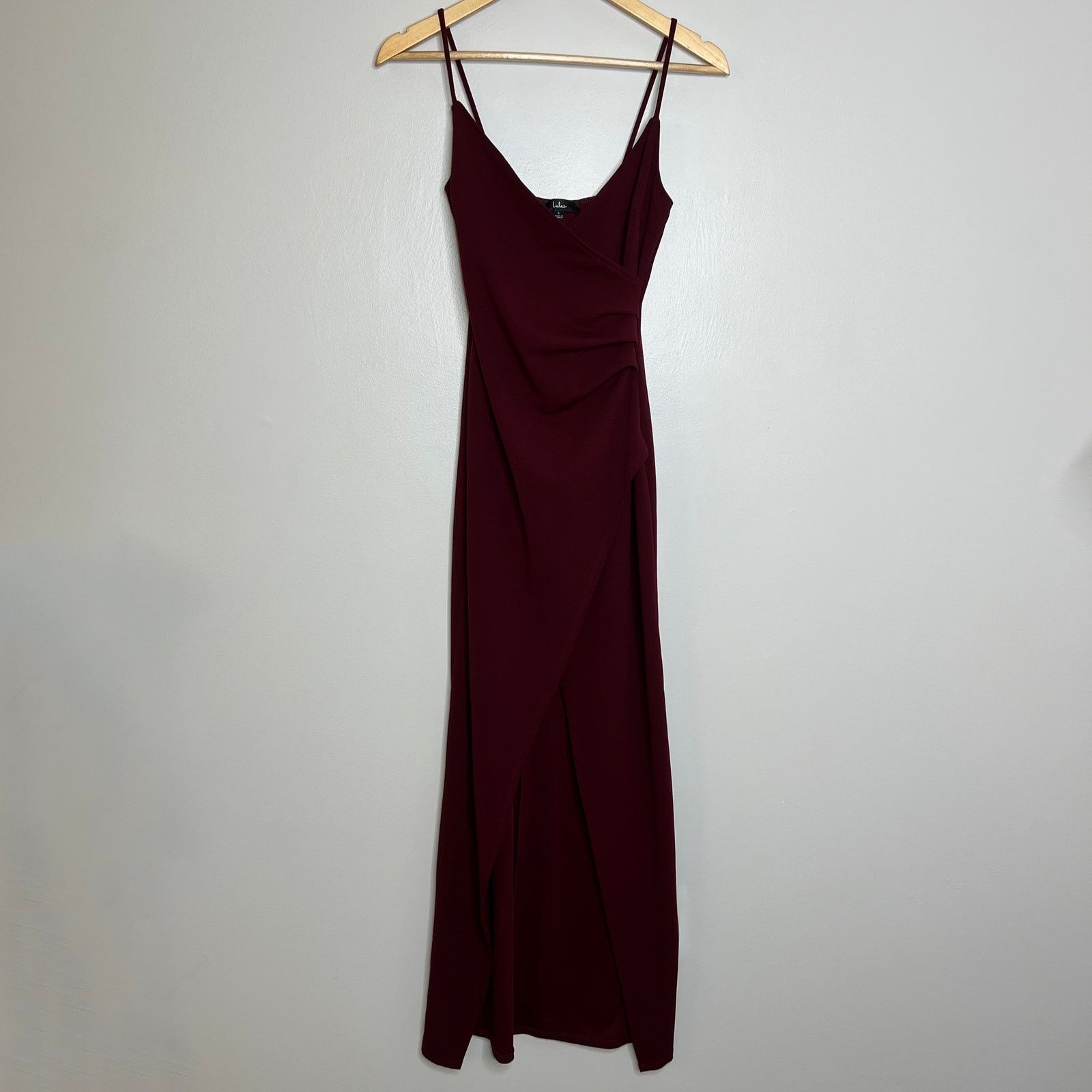Other Lulus Sweetest Admirer Burgundy Ruched Surplice Maxi Dress Size S / US 4 / IT 40 - 4 Thumbnail