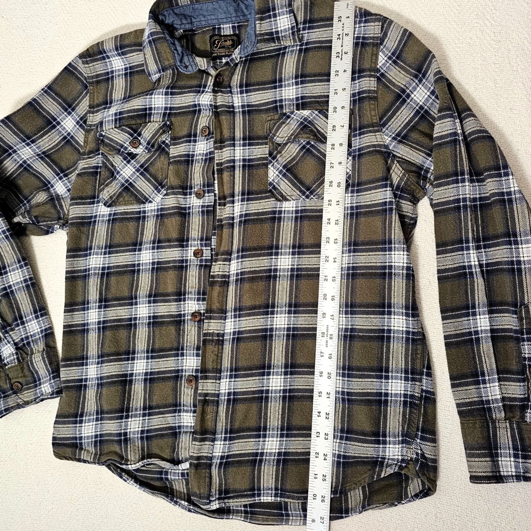 Vintage JACHS Shirt Men's L Green Blue Plaid Flannel Cotton Long Sleeve Button-Up Collar Spread Vintage: No, Regular Fit, 100% Cotton, Logo Size US L / EU 52-54 / 3 - 4 Thumbnail