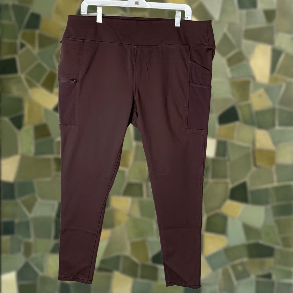 Carhartt Carhartt Leggings Women XL Brown Maroon Force Fitted Lightweight Utility 103609 Size 40" / US 18 - 1 Thumbnail