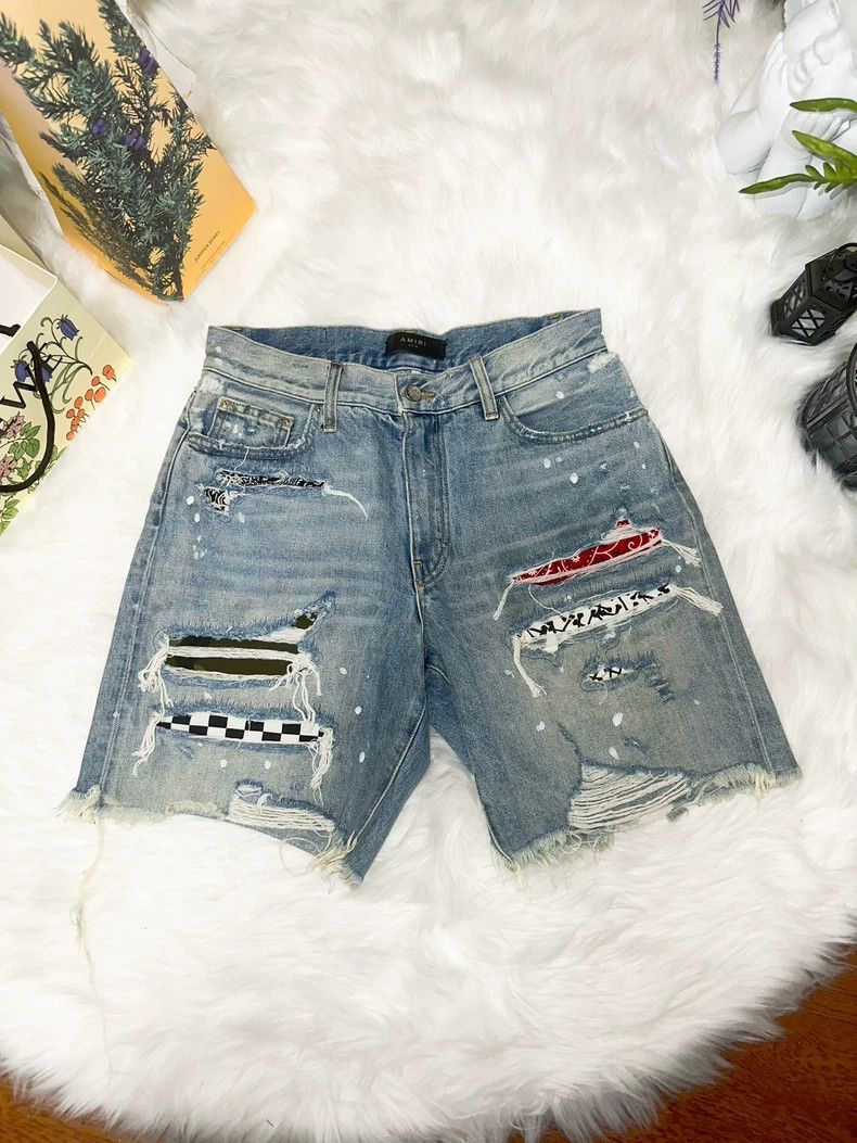 Amiri AMIRI DistressedDenim Shorts - dmc Size US 29 - 1 Thumbnail