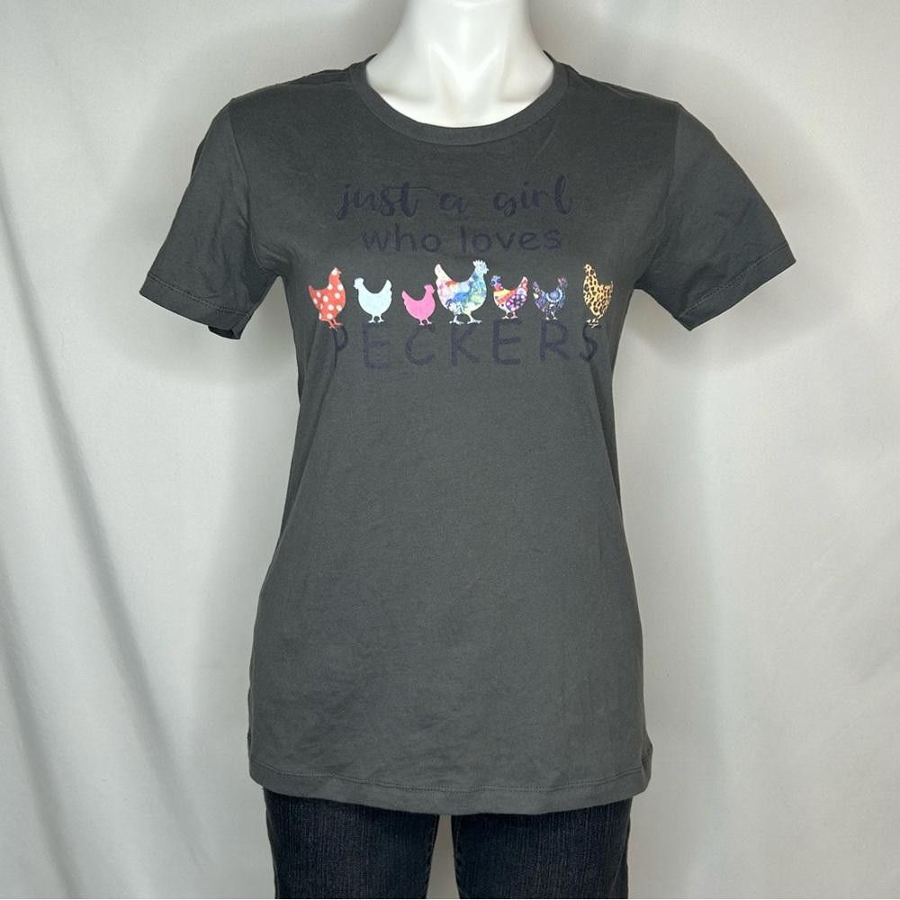 Next Level Apparel Graphic Tee with Colorful Chicken Design, Large Size L / US 10 / IT 46 - 2 Thumbnail