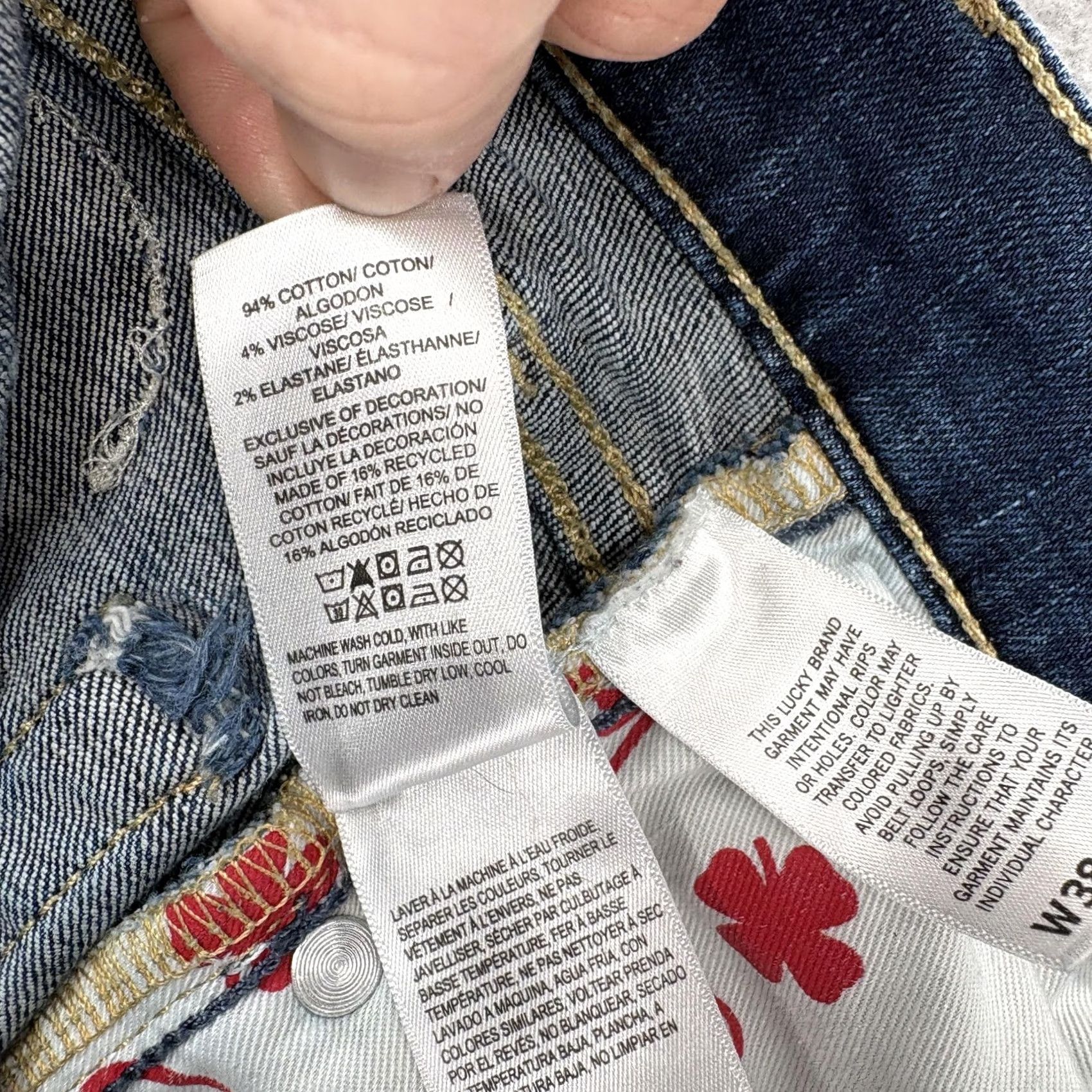 Lucky Brand Lucky Brand Rolling Stones 223 Straight Jeans Mens 38x32 Blue Denim Stretch Distressed Pockets Cotton Viscose Zip Regular Vintage: No Size US 38 / EU 54 - 6 Thumbnail