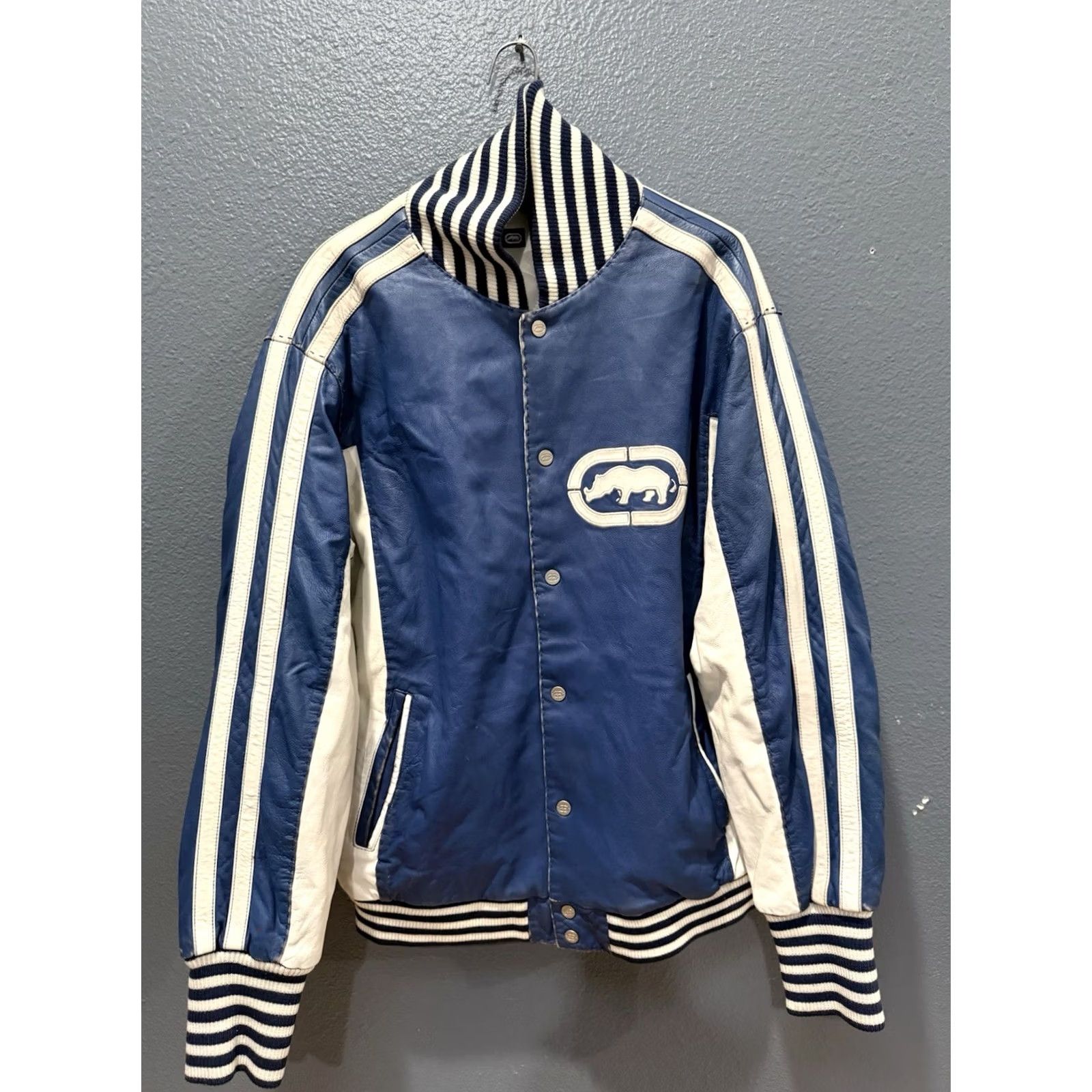 Ecko Unltd. Y2K Ecko Unltd Leather Reversible Quilted Bomber Jacket Blue L Men’s Baggy Size US L / EU 52-54 / 3 - 4 Thumbnail