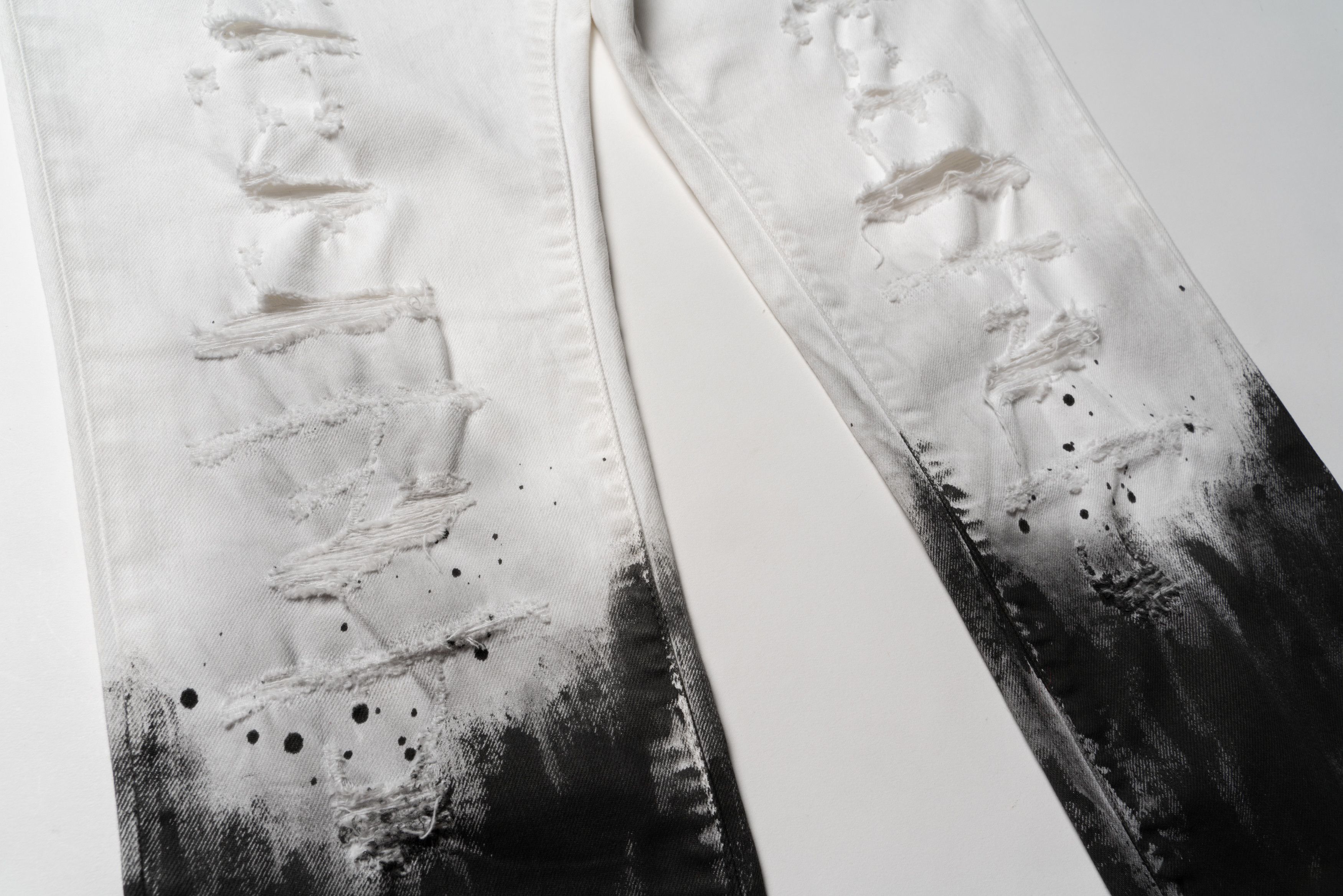 Pinko 🔴 PINKO JEANS Distressed Denim Jeans White Black Tie Dye Size 28" / US 6 / IT 42 - 5 Thumbnail