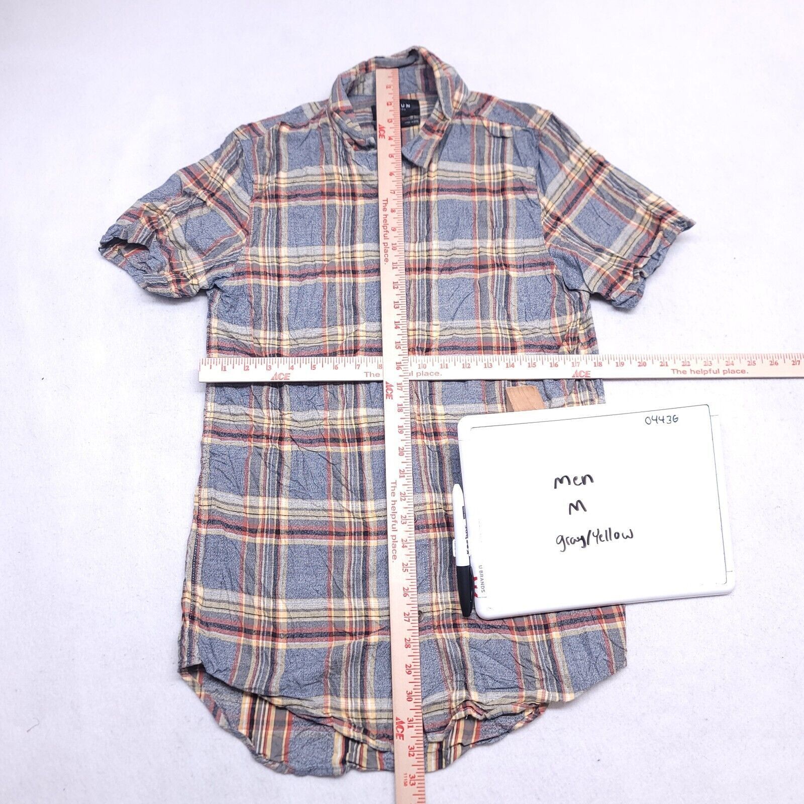 Pacsun PacSun Tartan Flannel Button Up Shirt Men Size M Gray Yellow Size US M / EU 48-50 / 2 - 6 Thumbnail