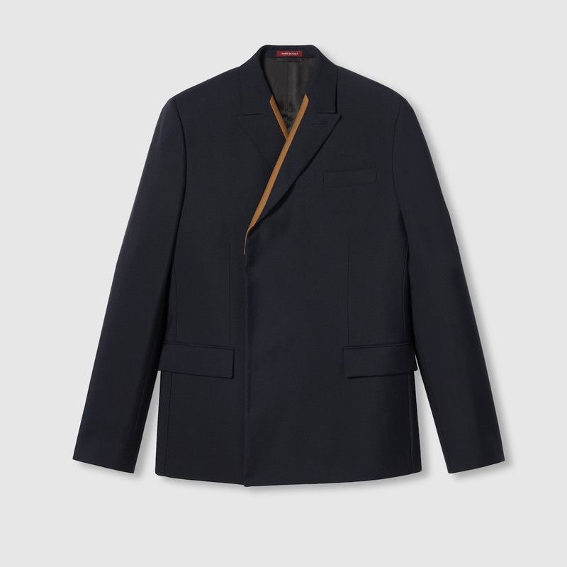 Gucci o1s1wg110426 Fitted Wool Jacket in Navy Blue Size US S / EU 44-46 / 1 - 1 Thumbnail