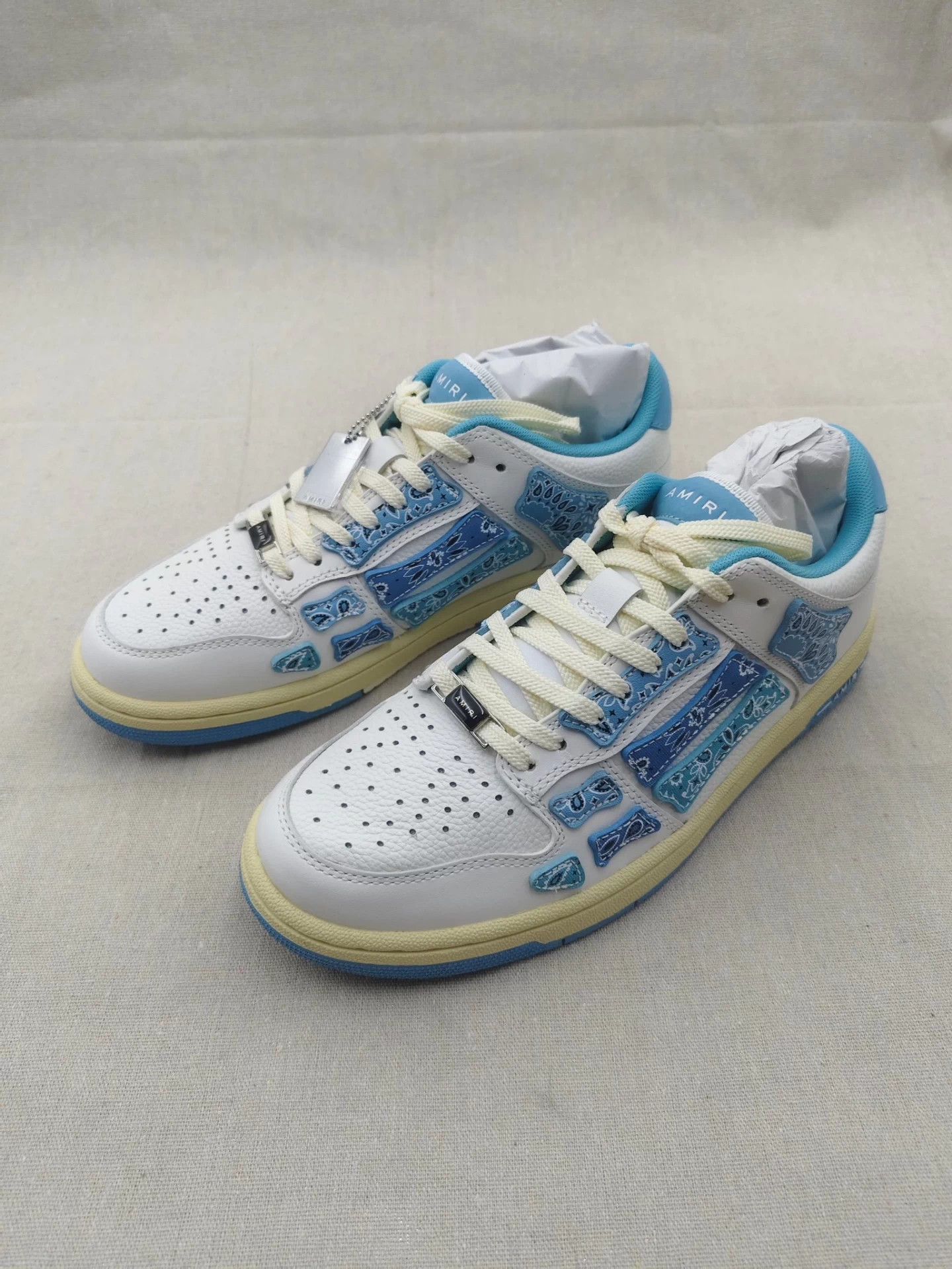 Amiri Amiri Bone Leather Low Top Skate Shoe Light Blue Camo 41 Size US 7.5 / EU 40-41 - 2 Thumbnail