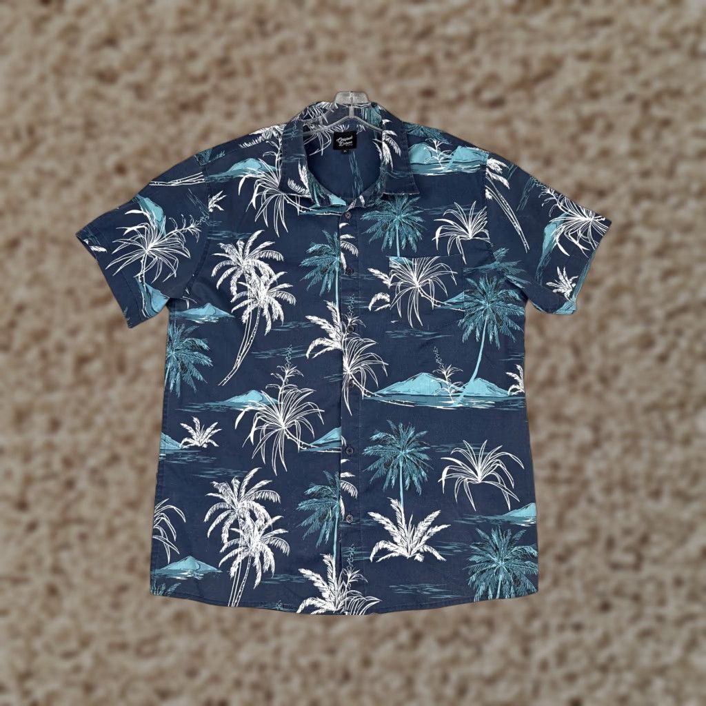 Vintage Original Deluxe Shirt Men XL Blue Floral Hawaiian Button Up Cotton Size US XL / EU 56 / 4 - 1 Thumbnail