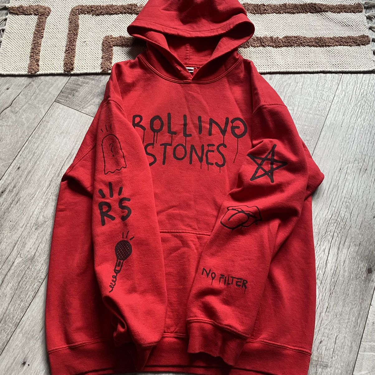 Band Tees THE ROLLING STONES Y2K NO FILTER RED HOODIE Size US L / EU 52-54 / 3 - 3 Thumbnail
