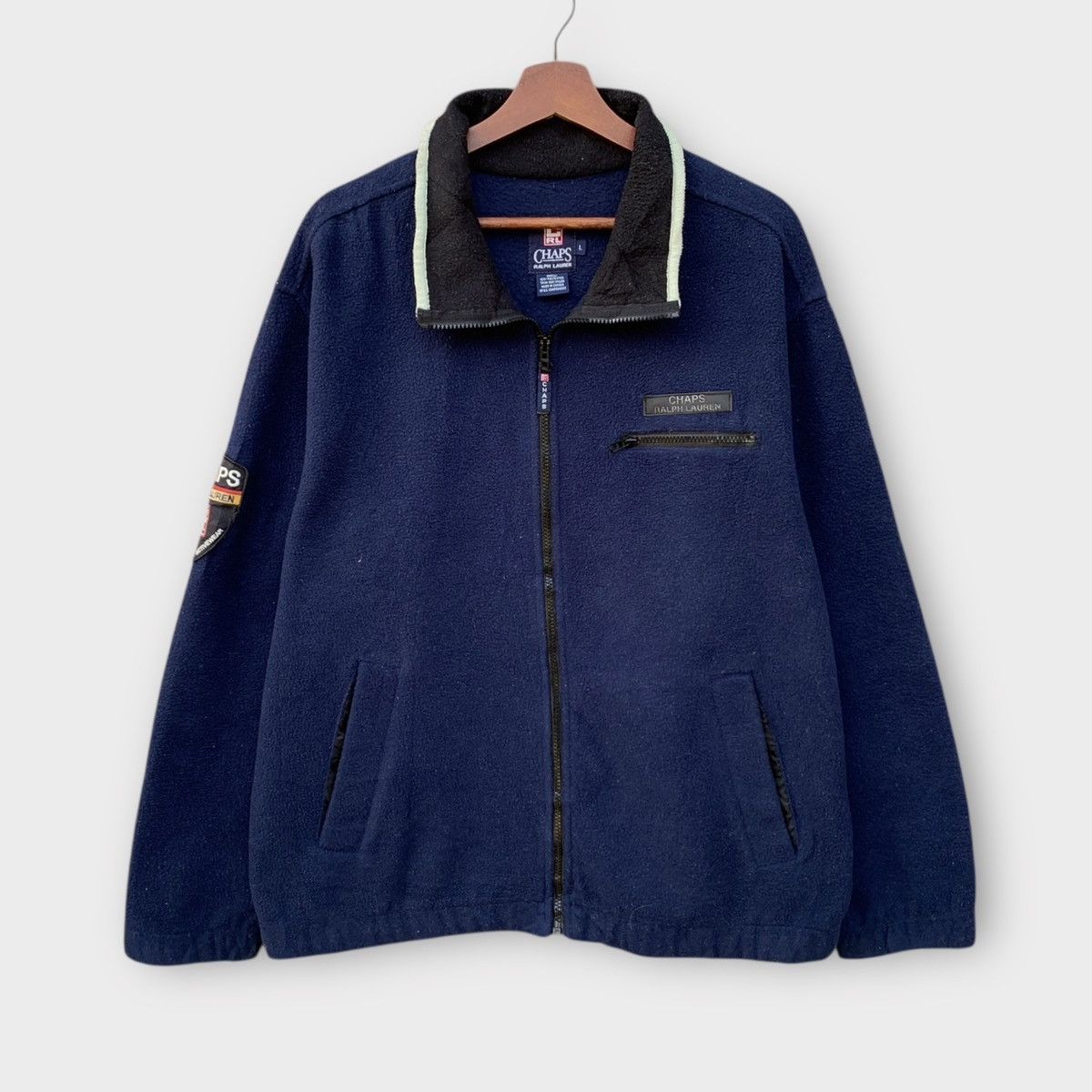 Chaps Ralph Lauren VINTAGE 90s CHAPS RALPH LAUREN FLEECE NAVY JACKET PATCH LOGO Size US L / EU 52-54 / 3 - 2 Thumbnail