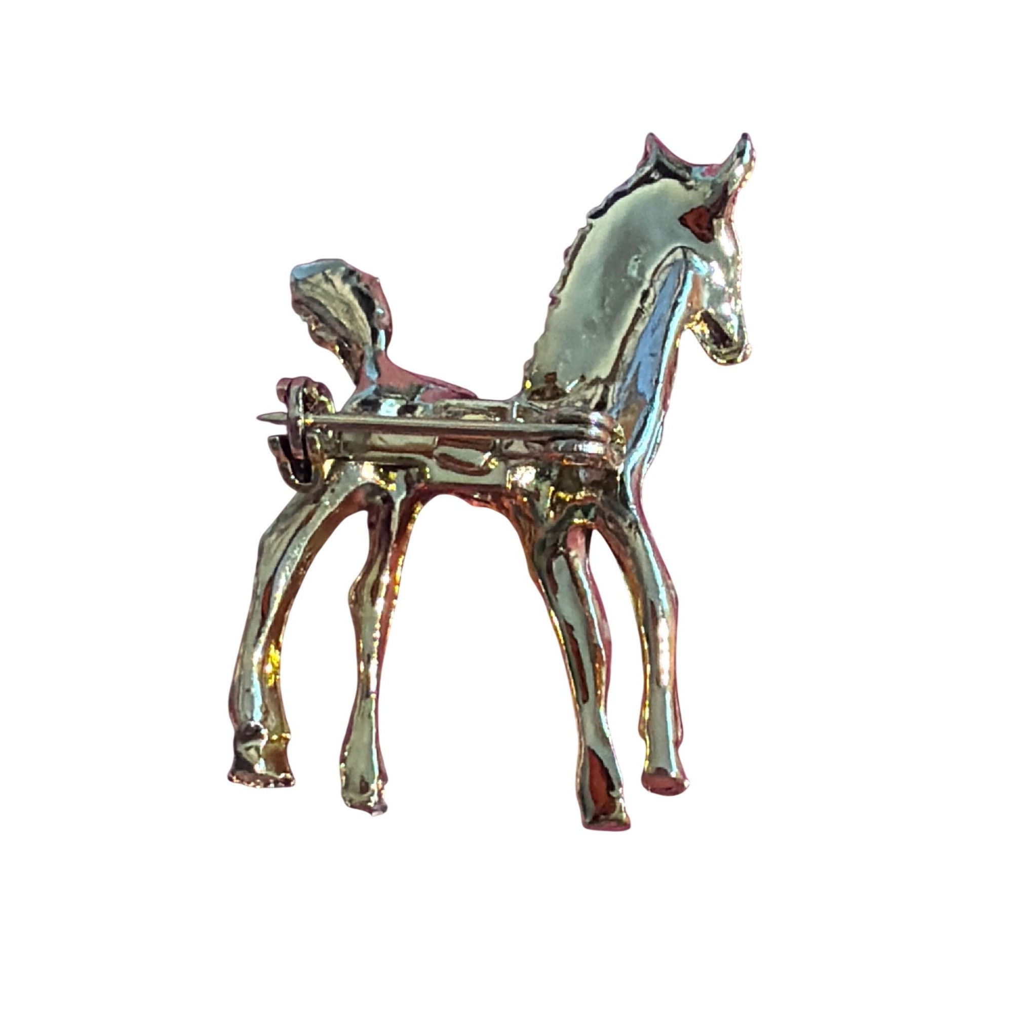 Other Vintage Gold Tone Horse Pony Brooch Pin Foal 1.5" Tall Estat Size ONE SIZE - 3 Thumbnail