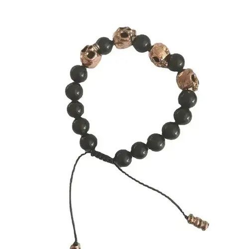 Designer × Vintage Dark Vintage Style Horror Skull Black Beads Charm Bracelet Size ONE SIZE - 4 Thumbnail